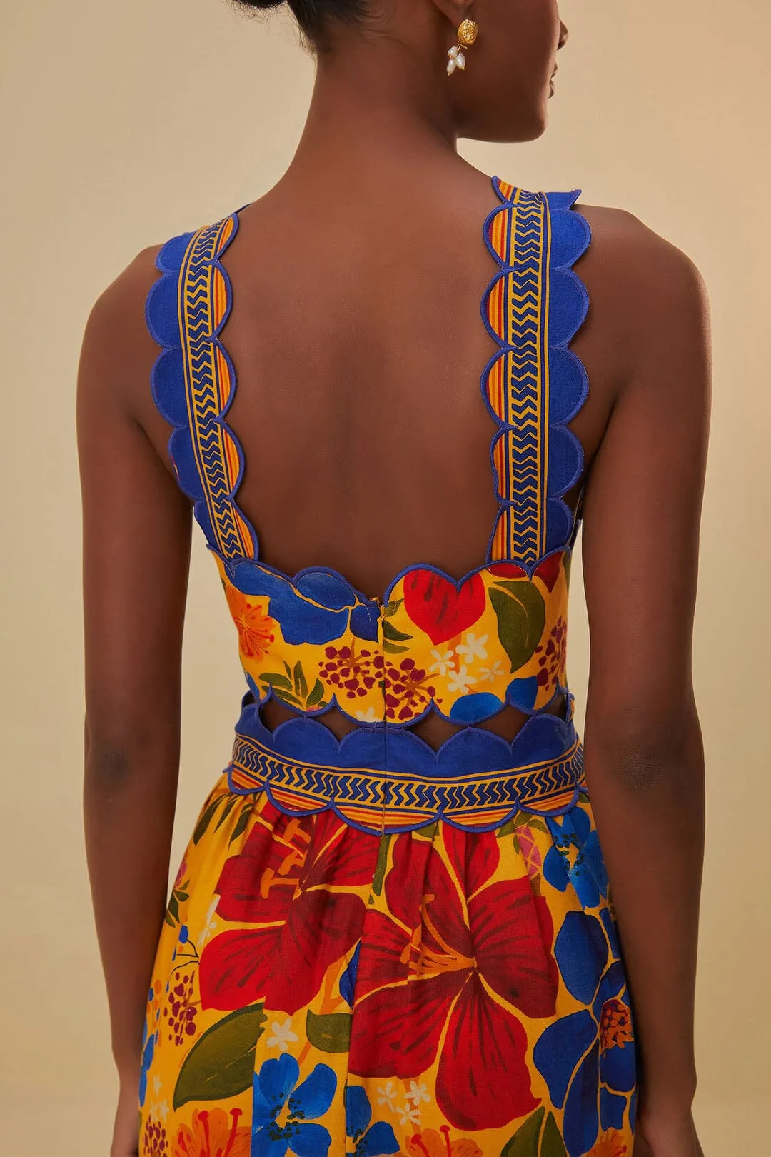 Yellow Floral Yard Lenzing? Ecovero? Euroflax? Midi Dress Cloud Light
