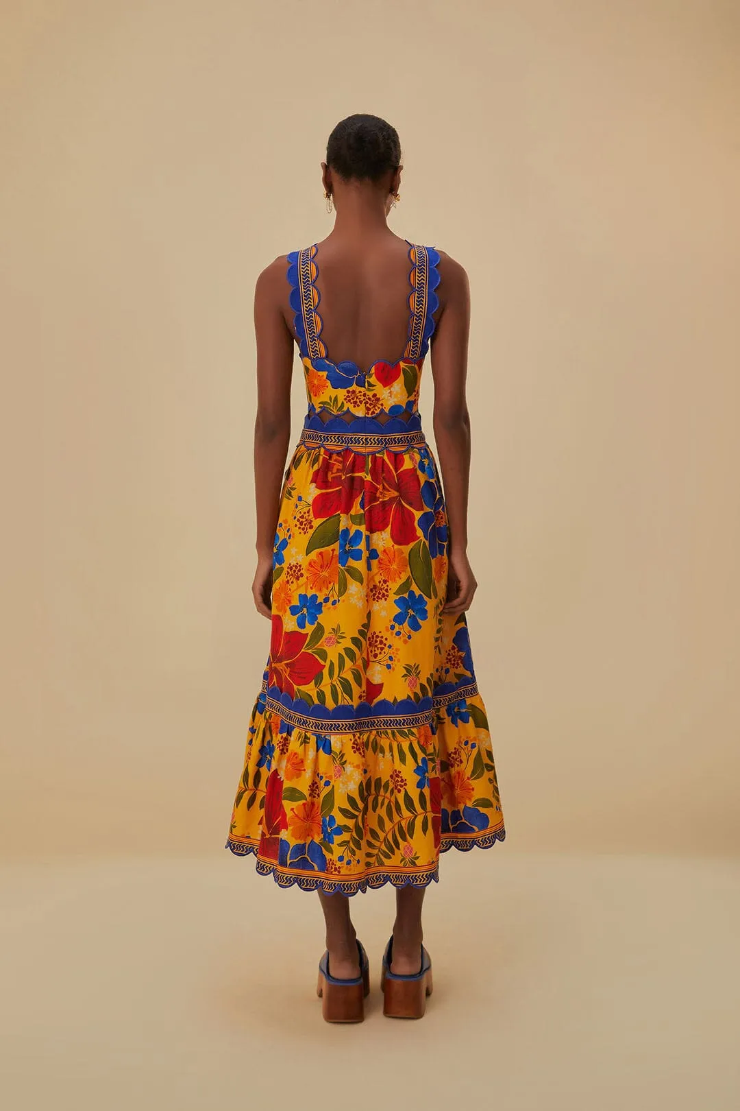 Yellow Floral Yard Lenzing? Ecovero? Euroflax? Midi Dress Heat Wave