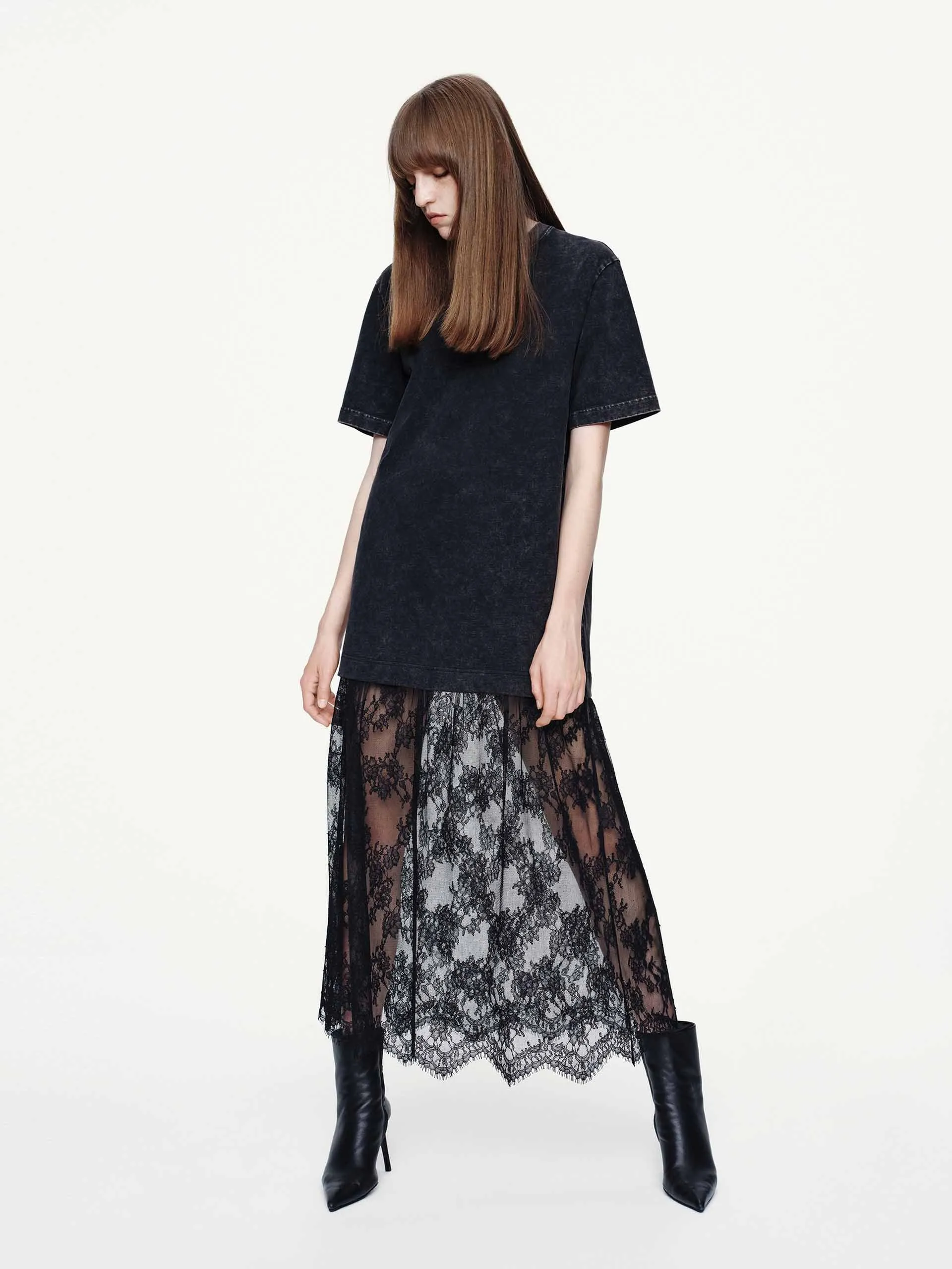 Tulle-paneled T-shirt Dress Smart Layer
