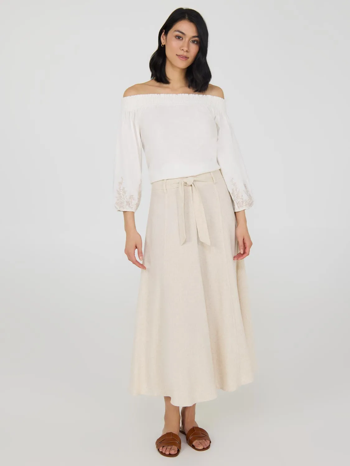Linen Flared Midi Skirt Performance Fashion Bold Statement