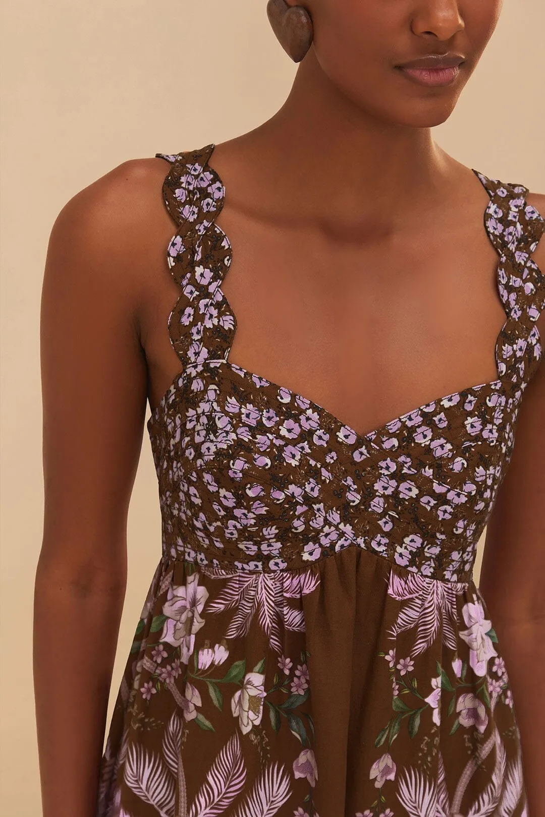 Brown Palm Dream LENZING? ECOVERO? Euroflax? Maxi Dress Iron Gate