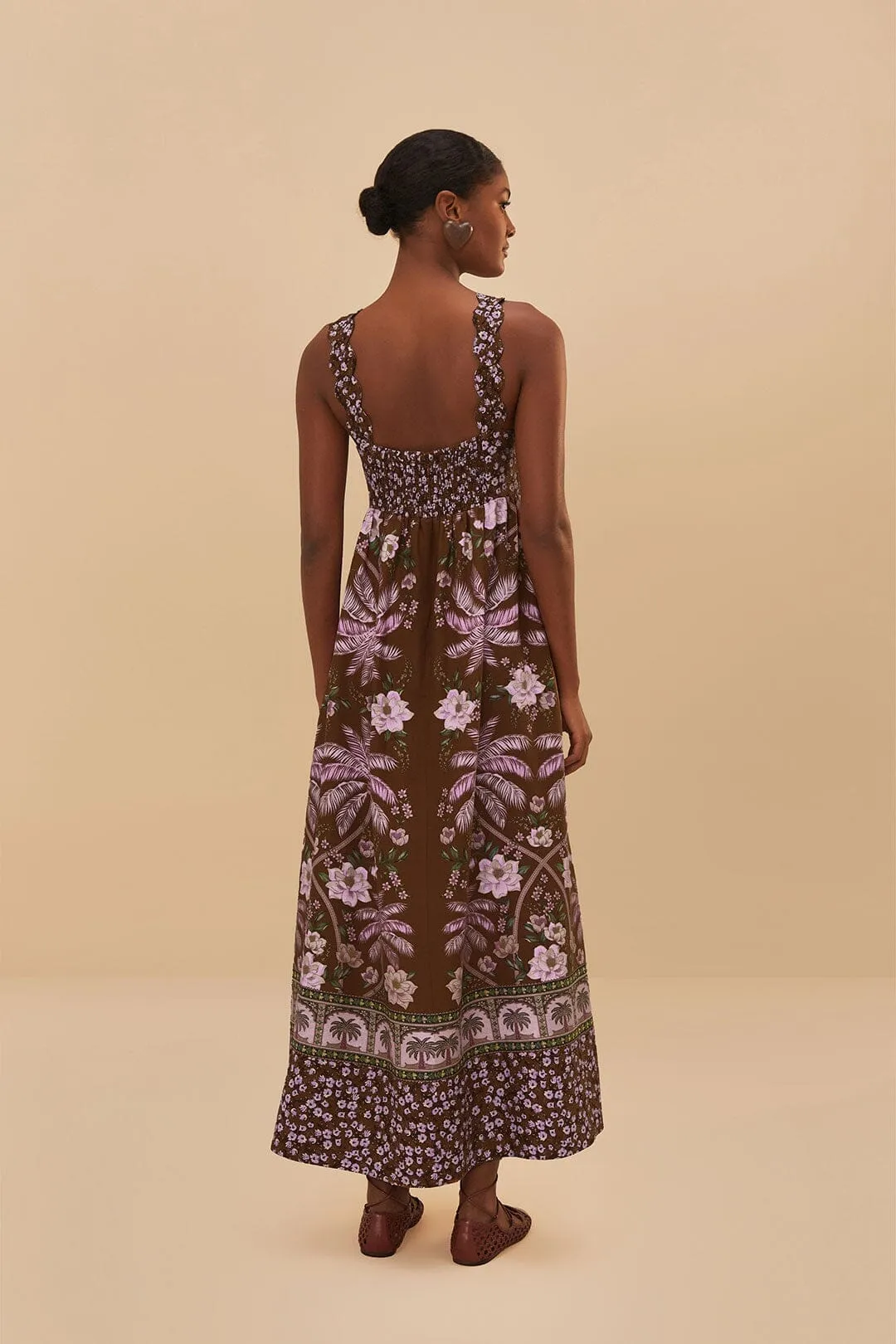 Desert Light Onyx Shine Brown Palm Dream LENZING? ECOVERO? Euroflax? Maxi Dress