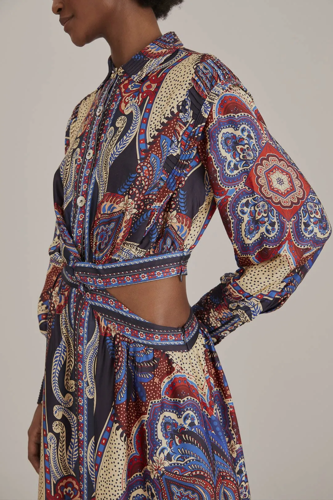 Sail View Multicolor Energy Scarf Cut-Out Maxi Dress