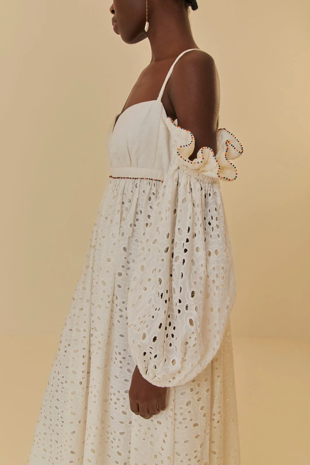 Street Glow Off-White 3D Flower Maxi Dress