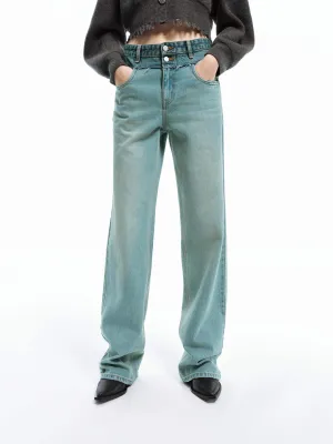 Lightwear Option Frayed Seam Straight Jeans