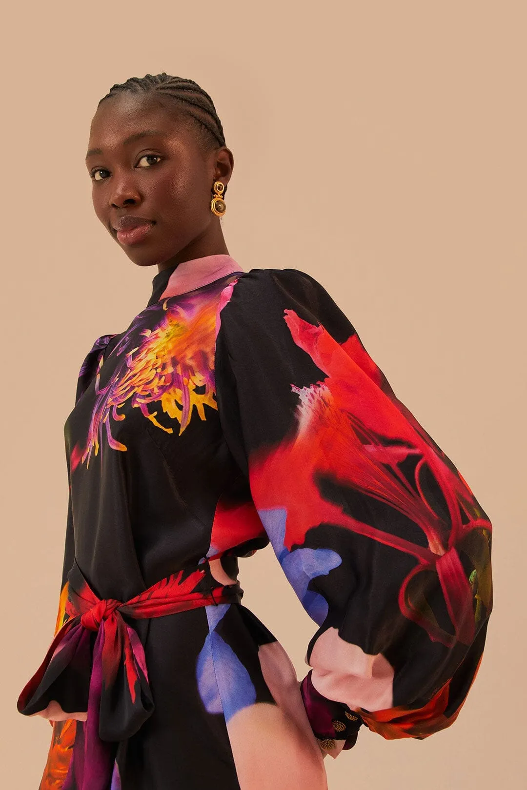 Blurry Floral Black Mini Dress Night Out Fashion Essential