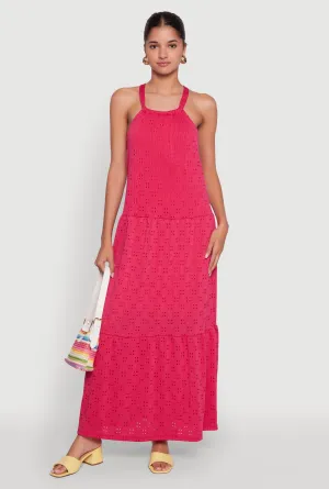 Bead Work This maxi dress is designed to be worn season after season due to its timeless appeal Eyelet Tiered A-Line Maxi Dress