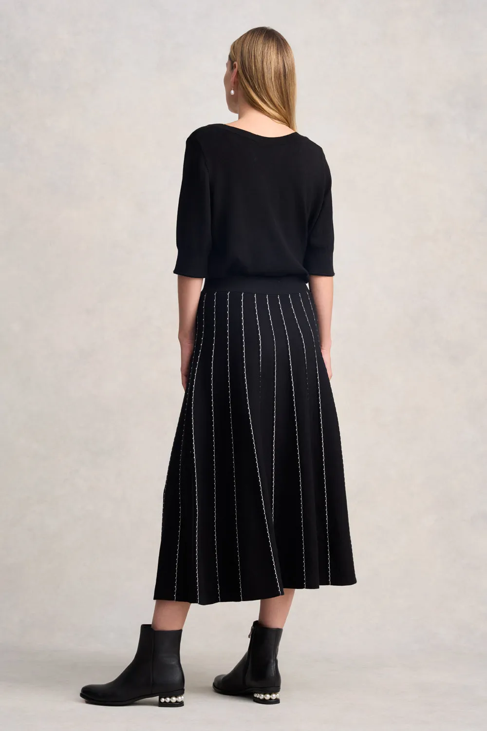 Daily Mood Knit Midi Skirt - Black