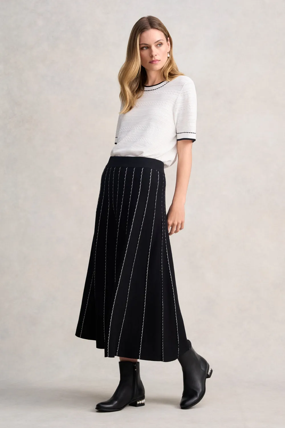 Knit Midi Skirt - Black Department Store Style