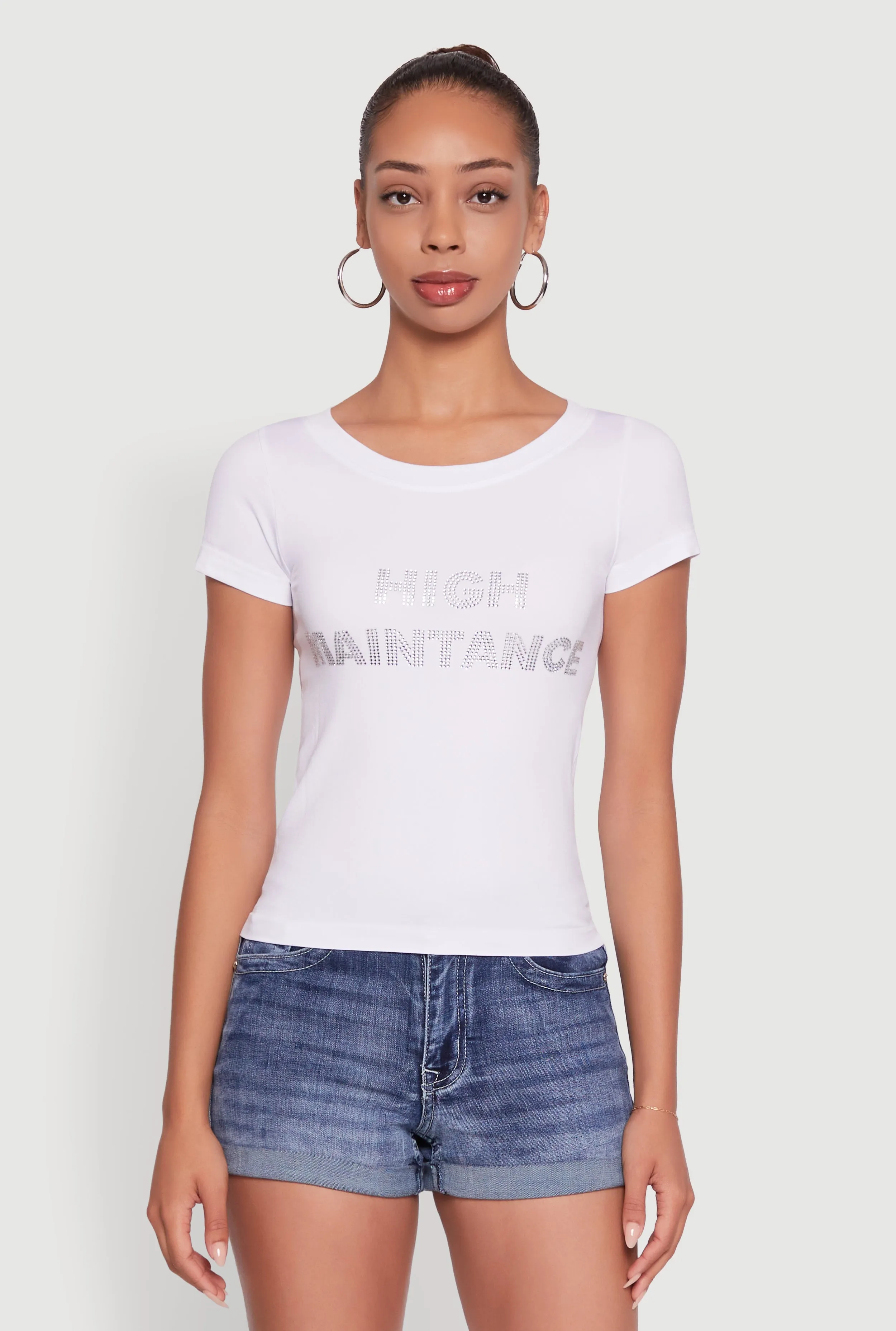 Graphic Print Crew Neck T-Shirt TexturedWeavePattern vacation wear