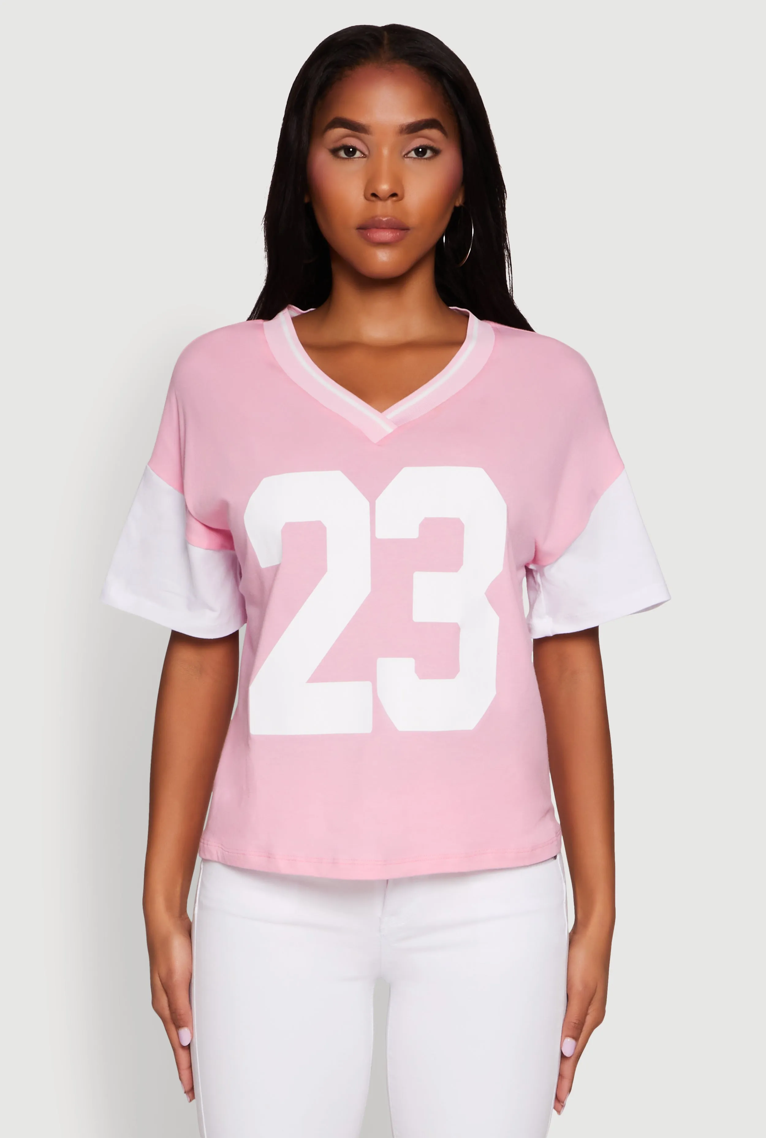 Stretchable Fabric Casual Essentials Wear Trendy 23 Graphic V Neck Baseball Tee