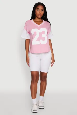 Perfect Wear Trendy 23 Graphic V Neck Baseball Tee