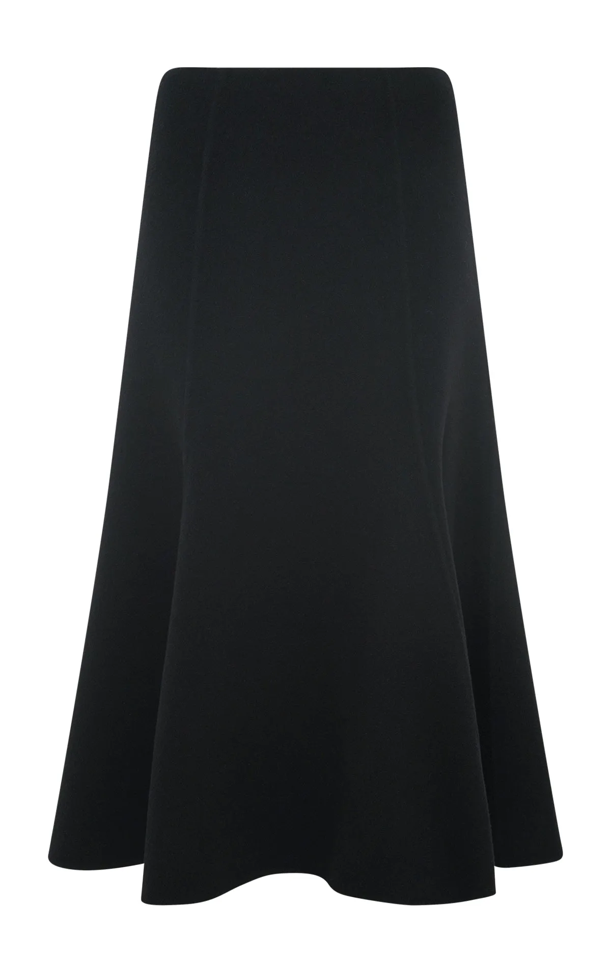 Ocean Glow Modern Chic Patterson Midi Skirt in Black Double-Face Recycled Cashmere