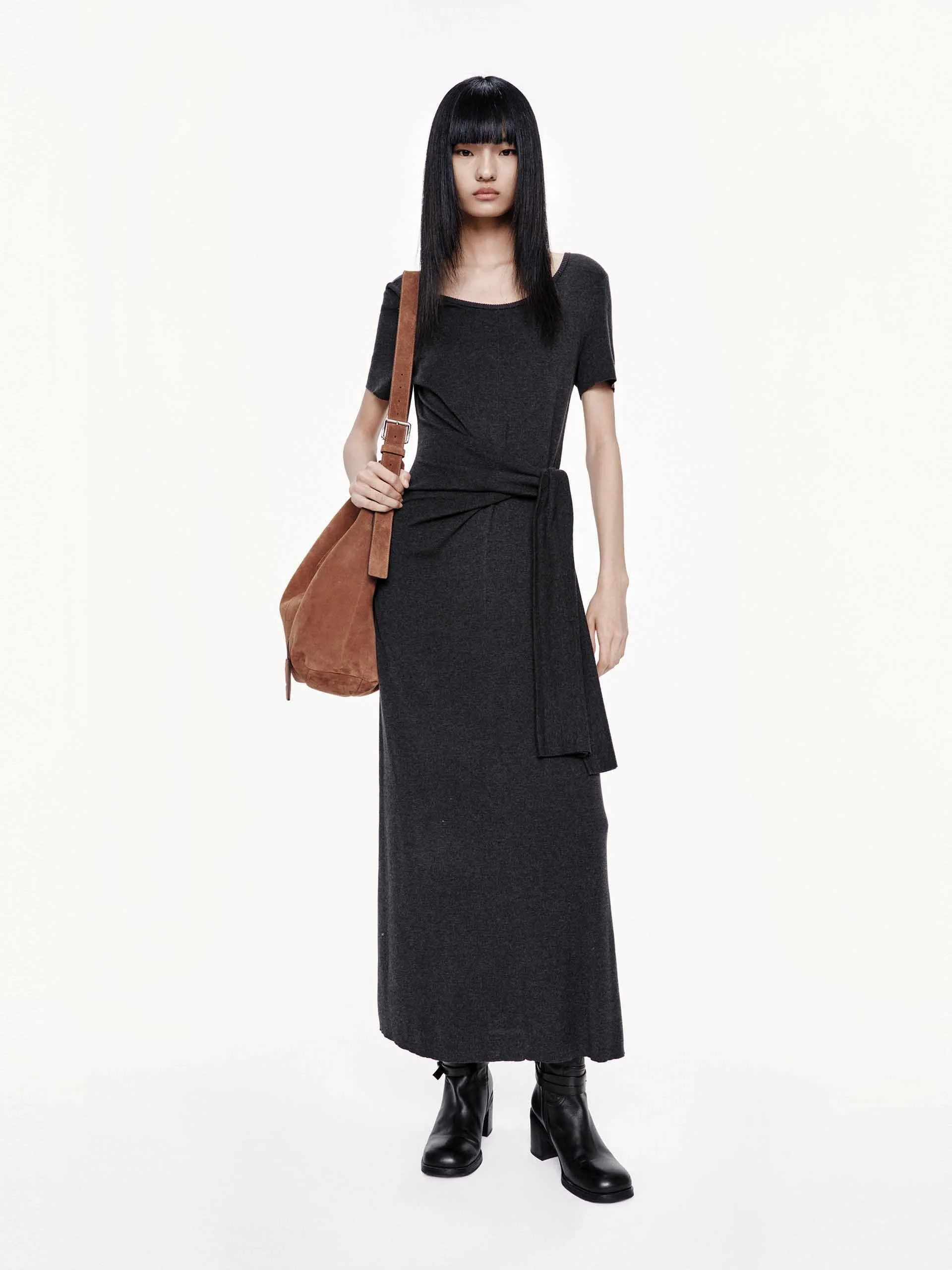 Tie Waist T-shirt Dress Relaxed fit knee-length piece