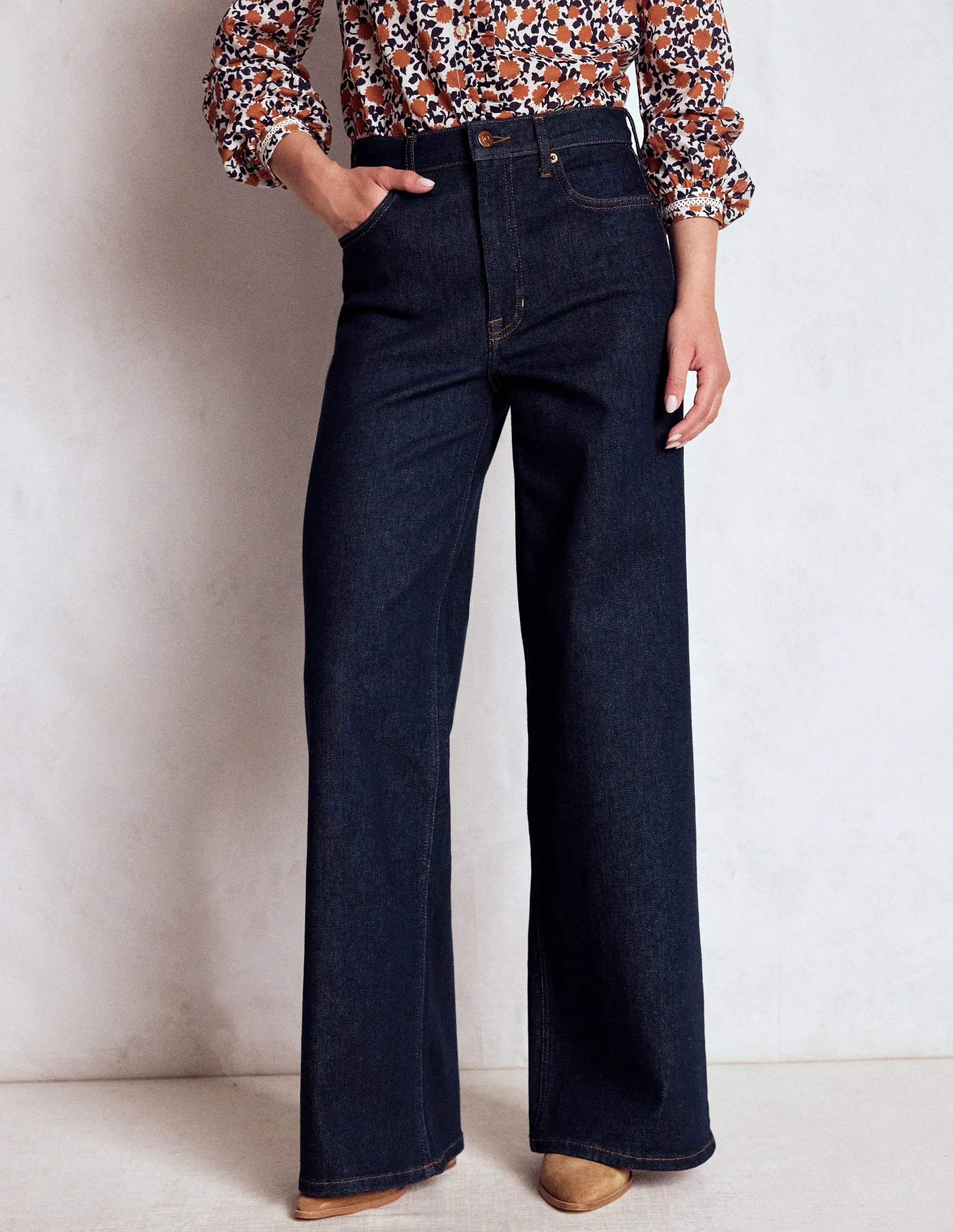 High Rise Wide Leg Jeans-Indigo Rinse Winter Fashion Morning Ready
