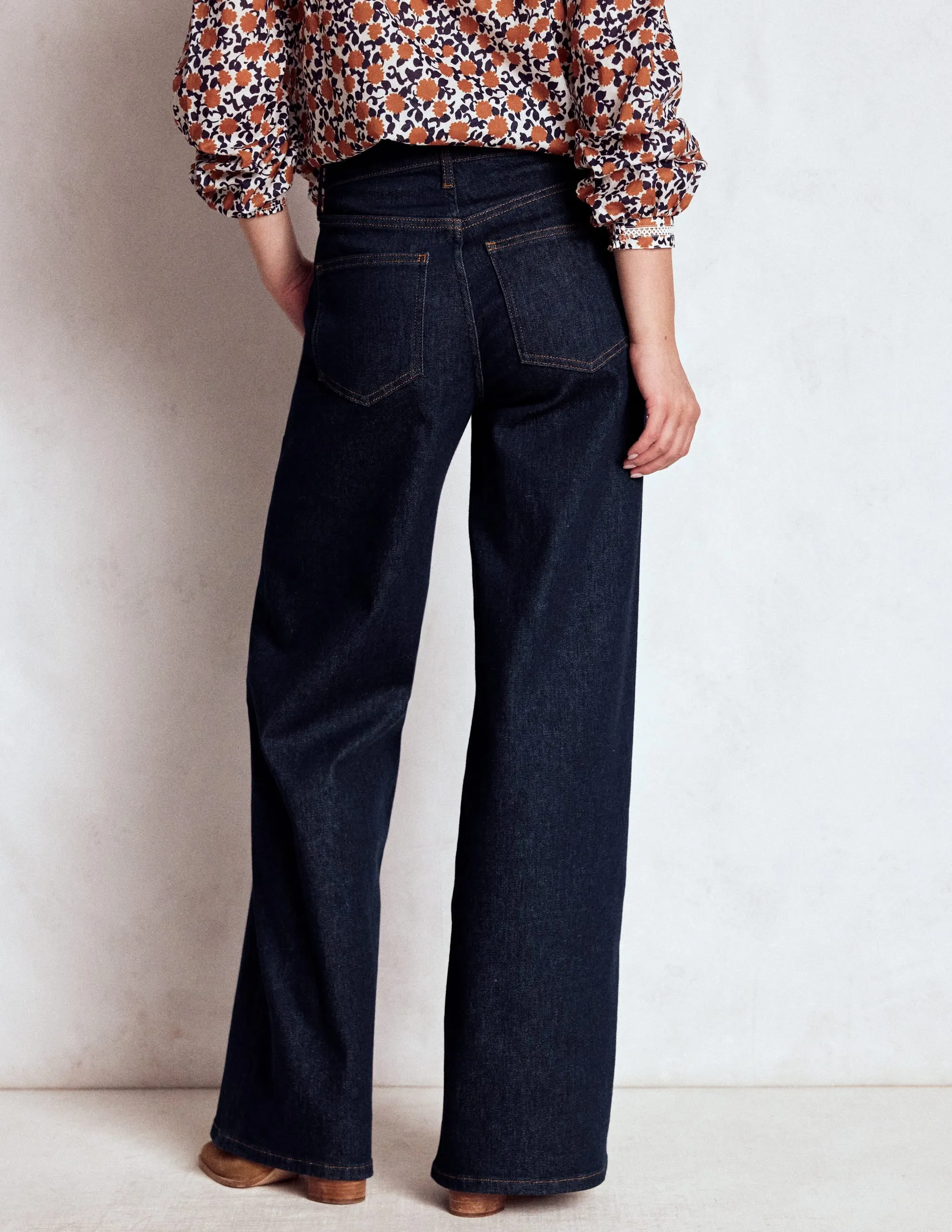 Winter Fashion Everyday Gym Ready High Rise Wide Leg Jeans-Indigo Rinse