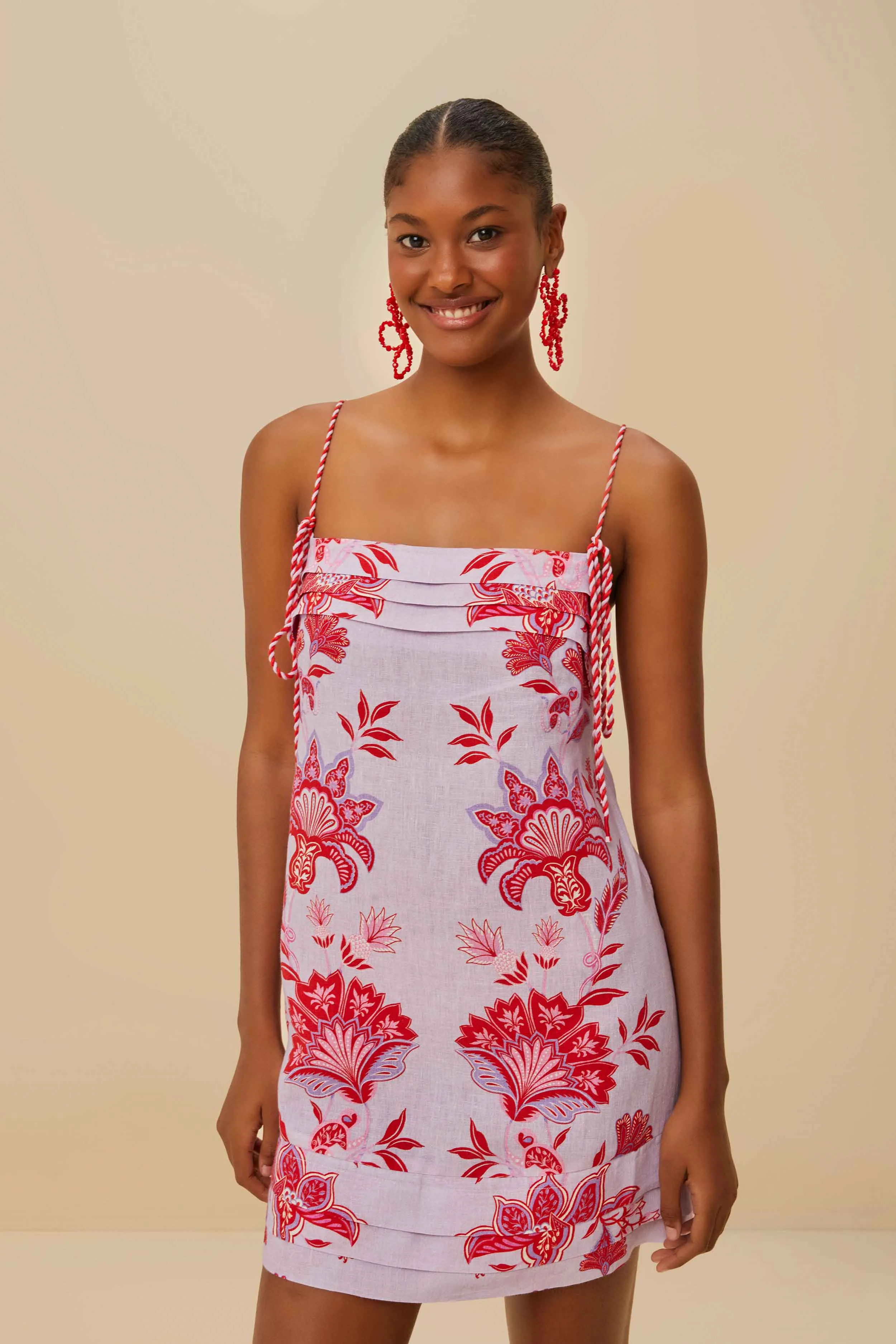 Lilac Porcelain Garden Euroflax? Premium Linen Mini Dress Light and comfy mini