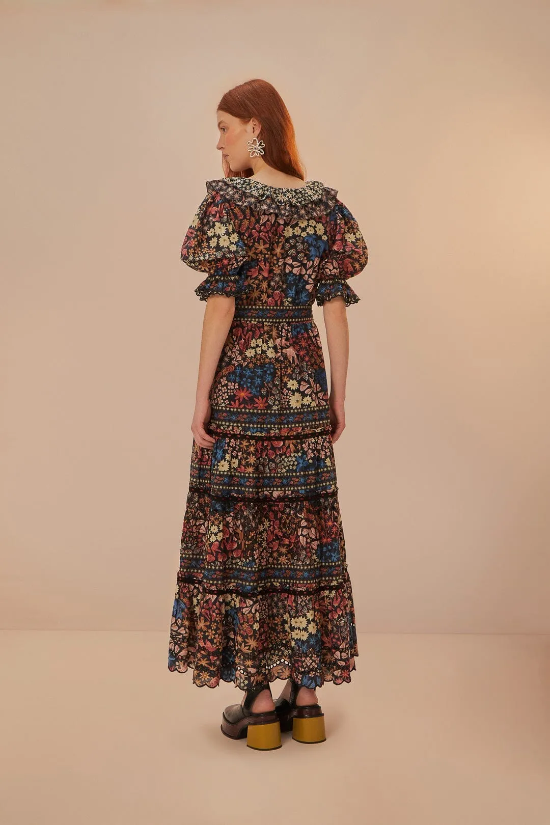 Bell Sleeve Black Jujus Garden Maxi Dress