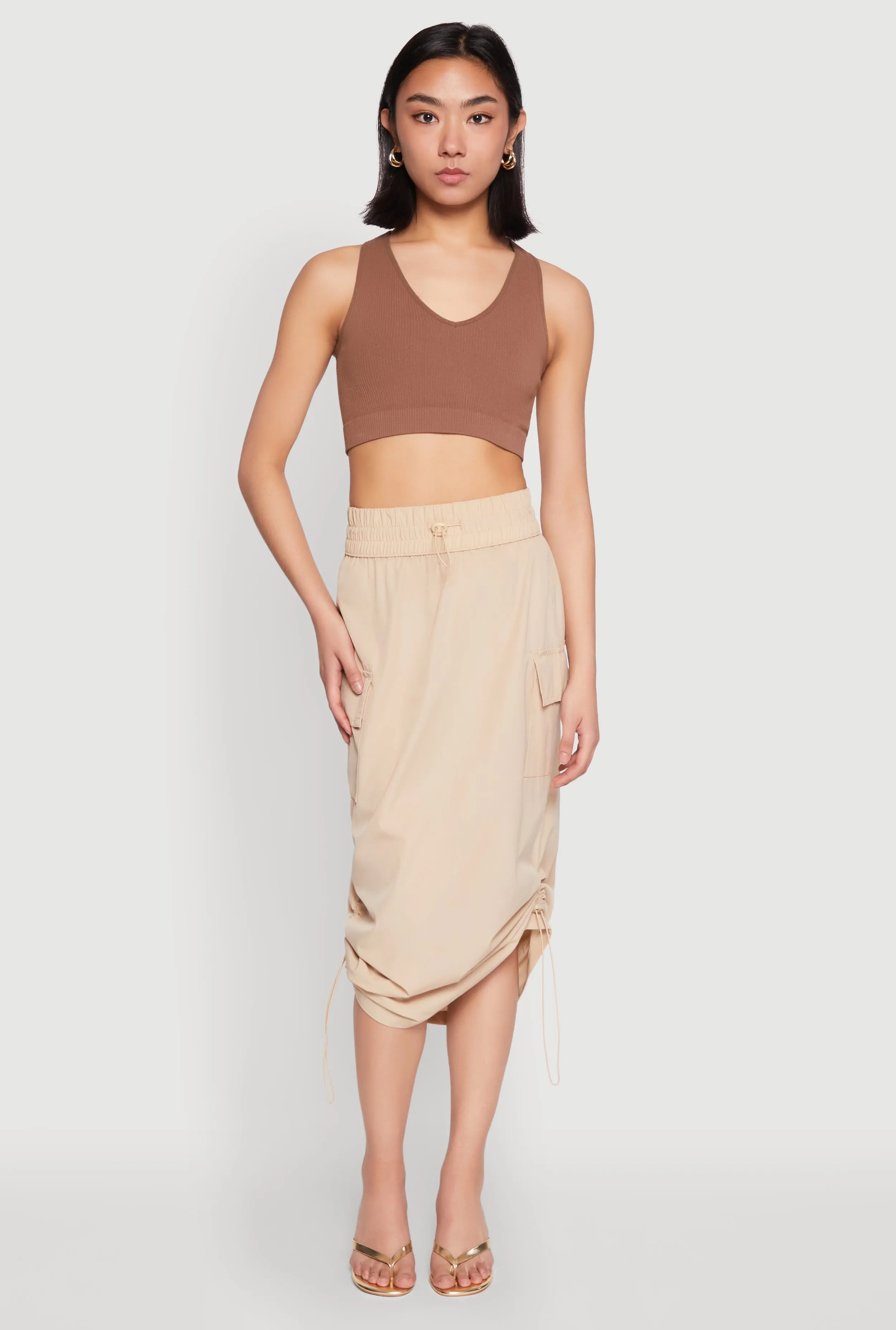 Toggle Drawstring Nylon Cargo Skirt Stylish Choice Style Fusion