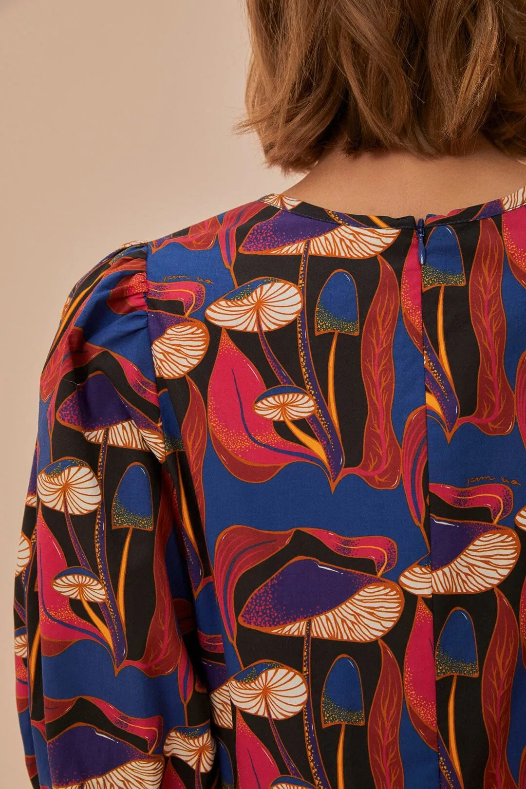 Edge Light Show Chic Wild Mushrooms Black Puff Sleeve Mini Dress
