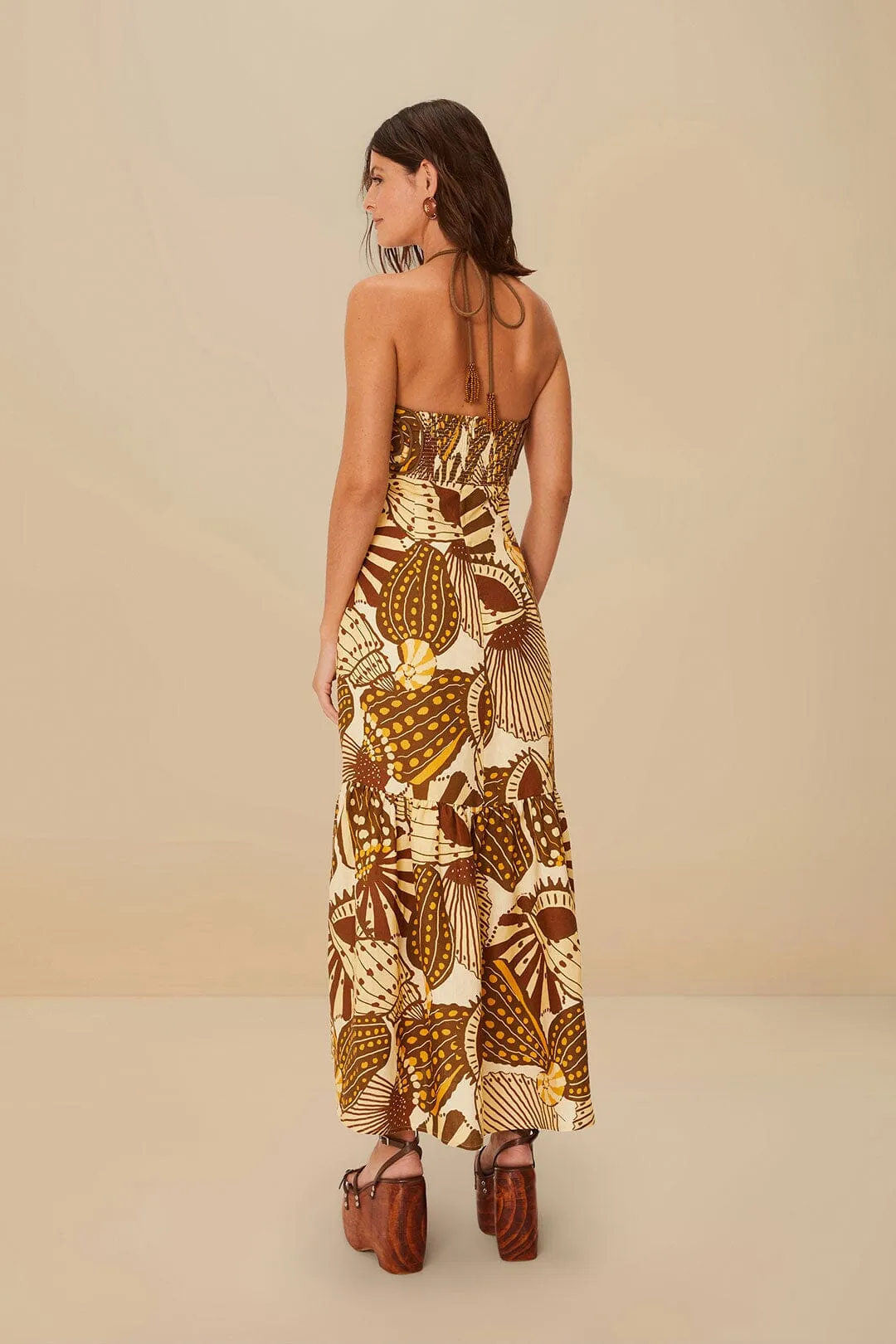 Sand Shell Mix Euroflax? Premium Linen Maxi Dress Denim Soft Lamp Glow