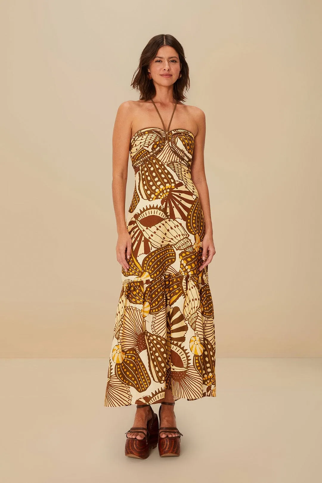 Summer Glow Sand Shell Mix Euroflax? Premium Linen Maxi Dress