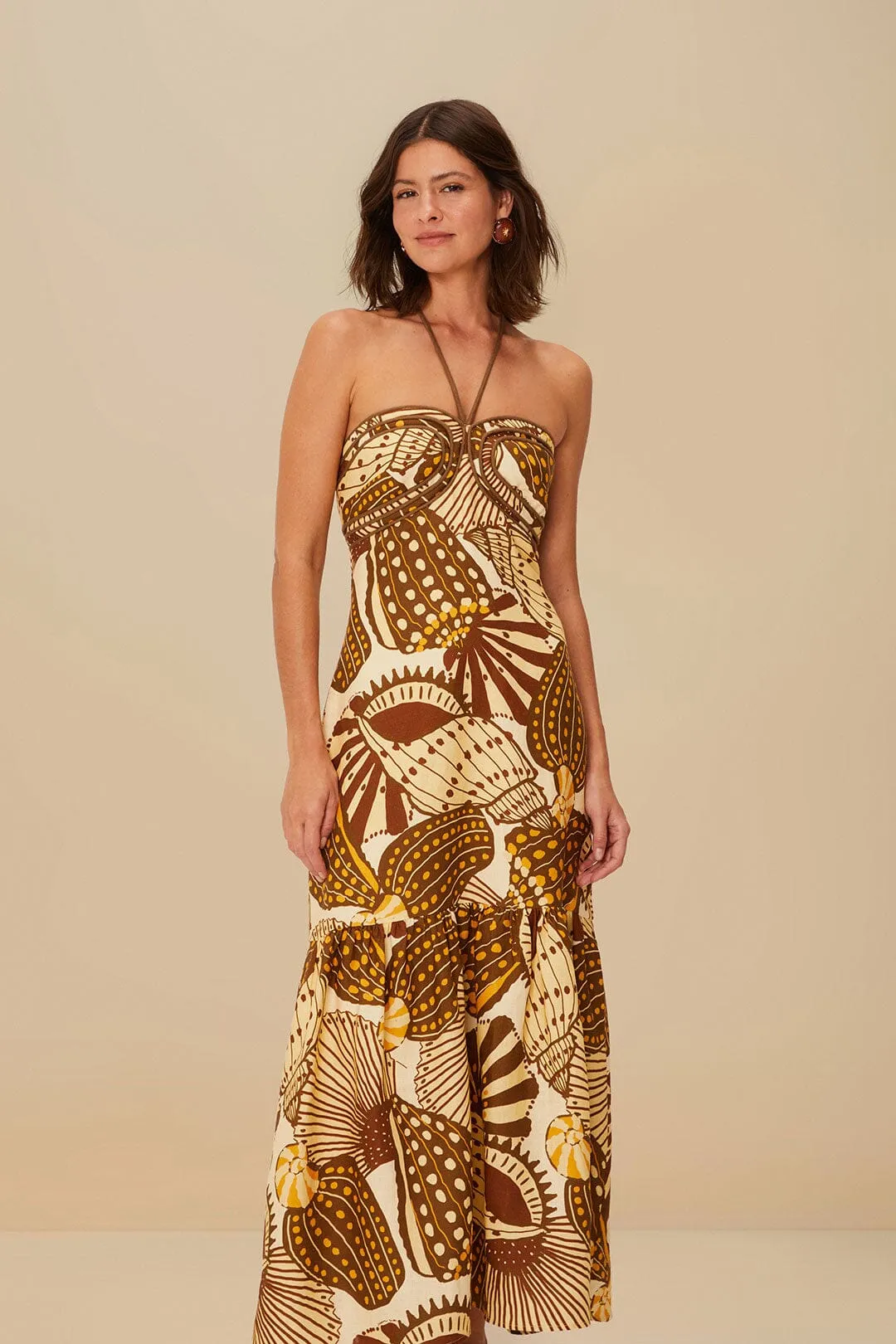 Sand Shell Mix Euroflax? Premium Linen Maxi Dress Meadow Air Coral Reef