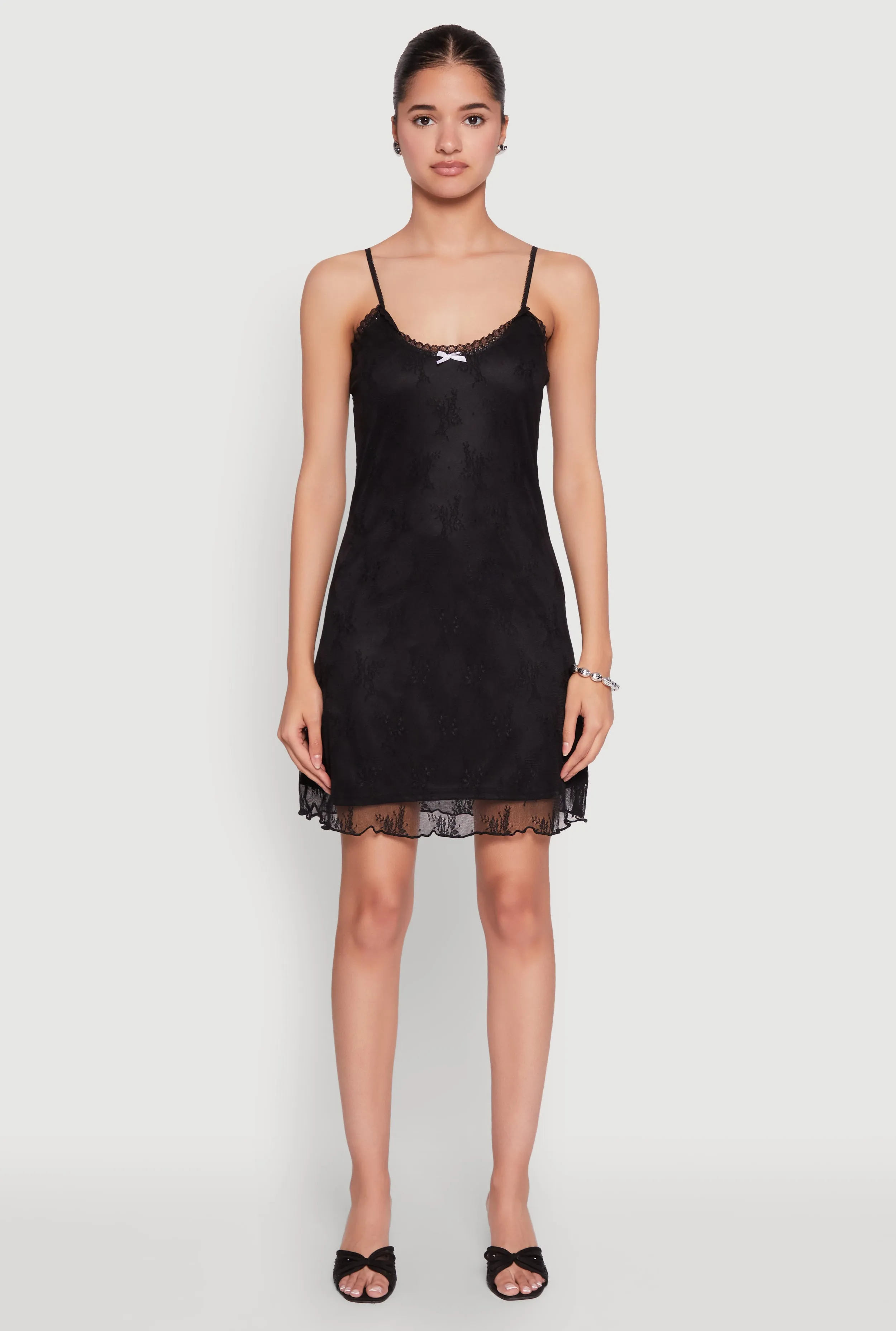 Floral Lace Overlay Mini Dress Hidden Pocket Design Stylish mini for brunch