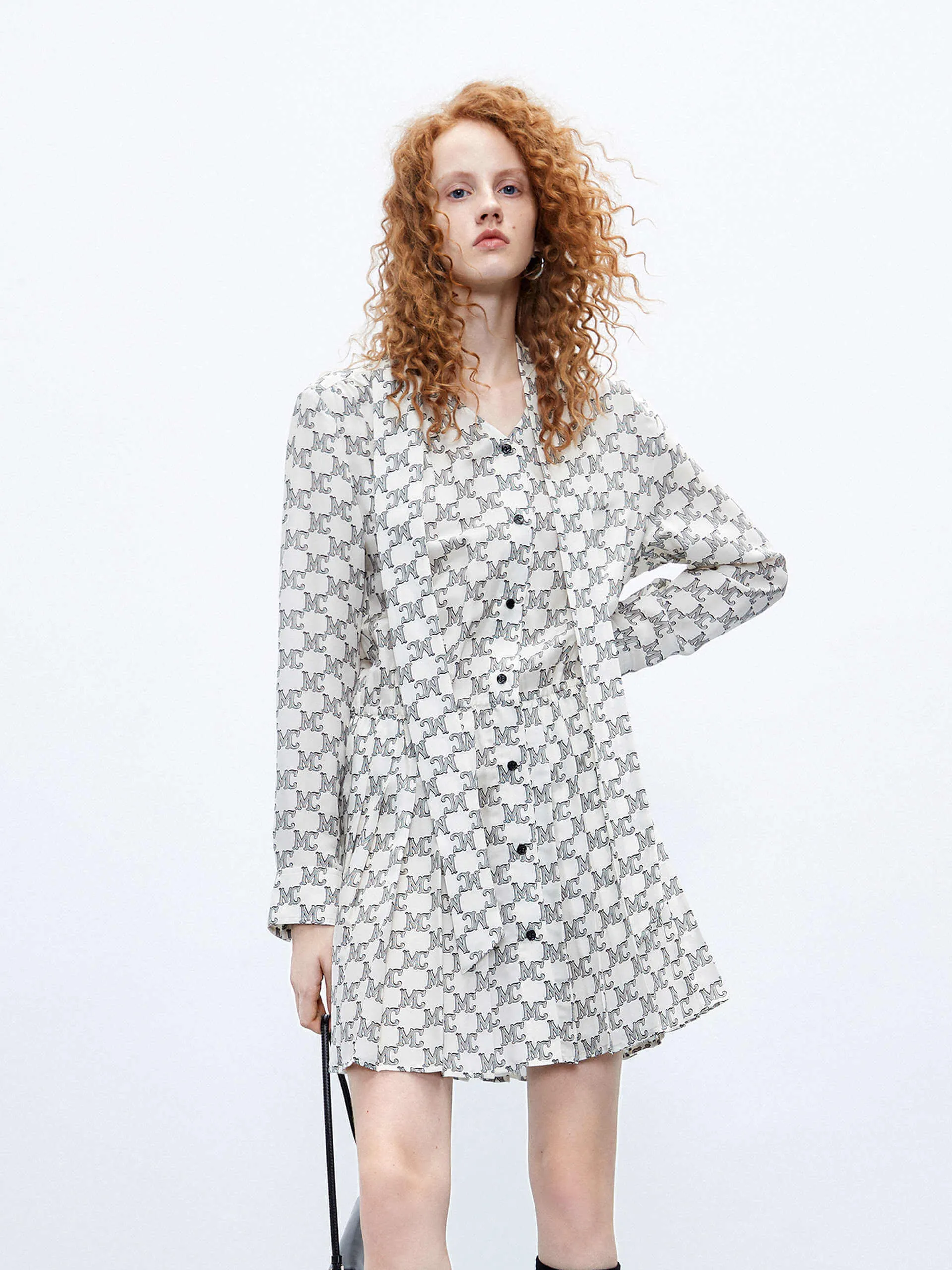 Tie Detail Monogram Dress Trend Beat