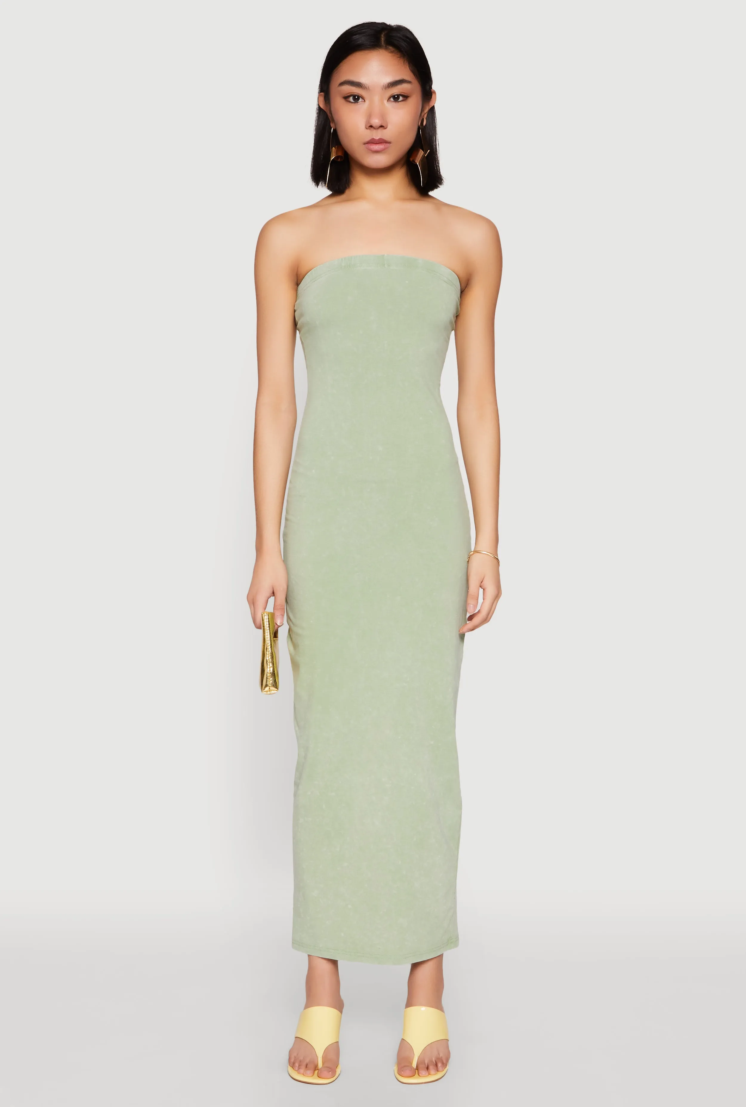 Light Glow Daisy Mineral Wash Maxi Tube Dress