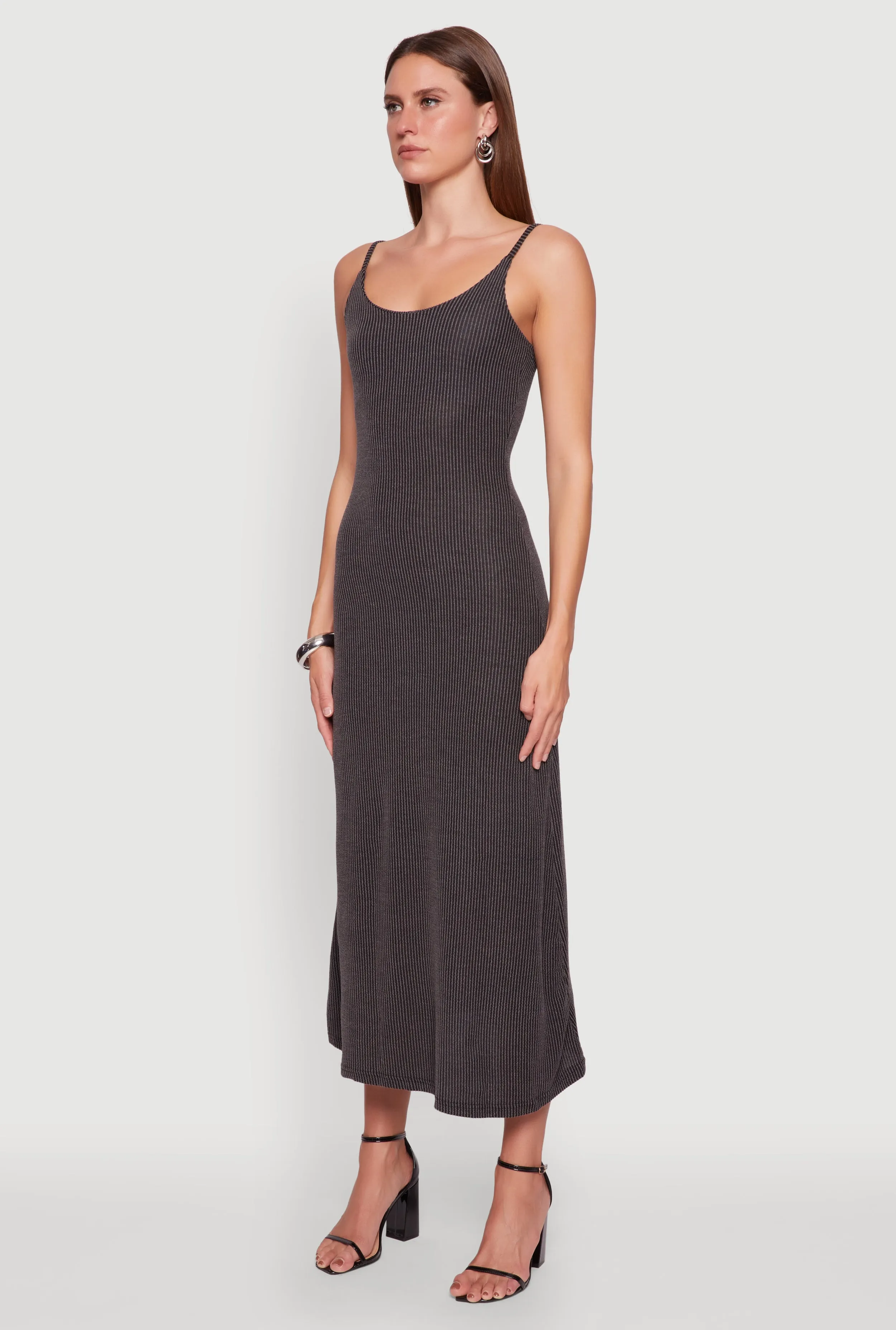 Marina Walk Elegant Scoop Neck Ribbed Knit Cami Dress