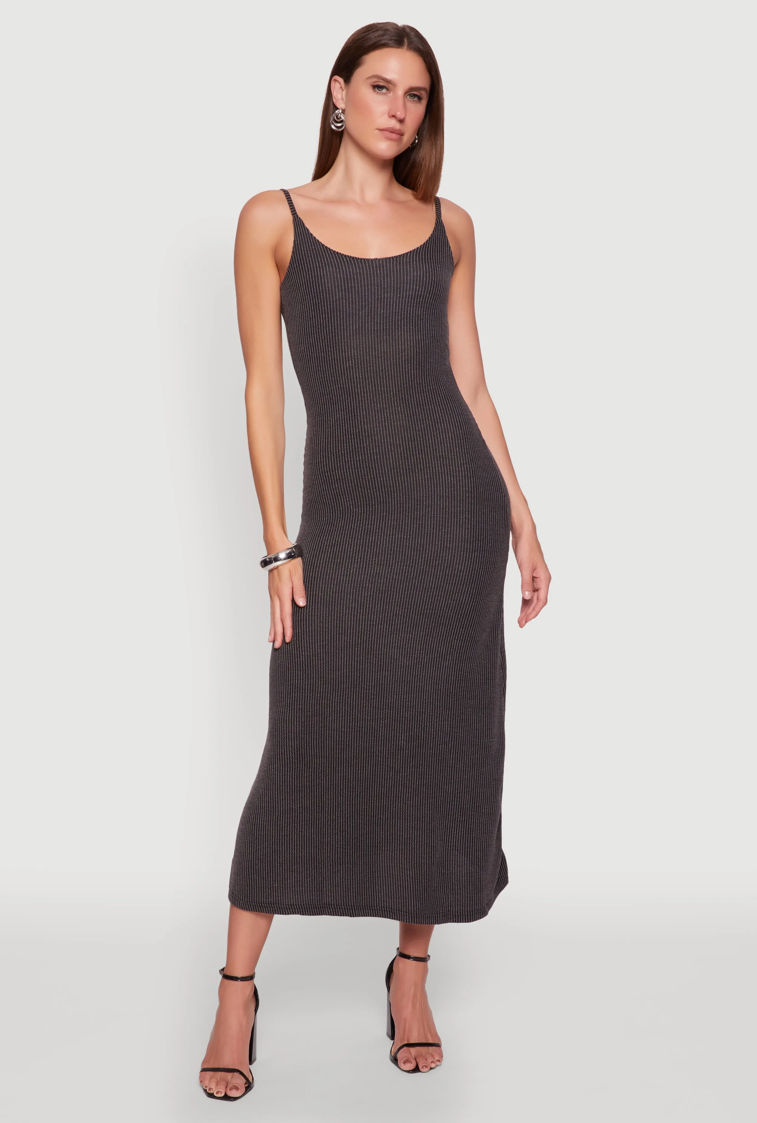 Still Lake Elegant Scoop Neck Ribbed Knit Cami Dress