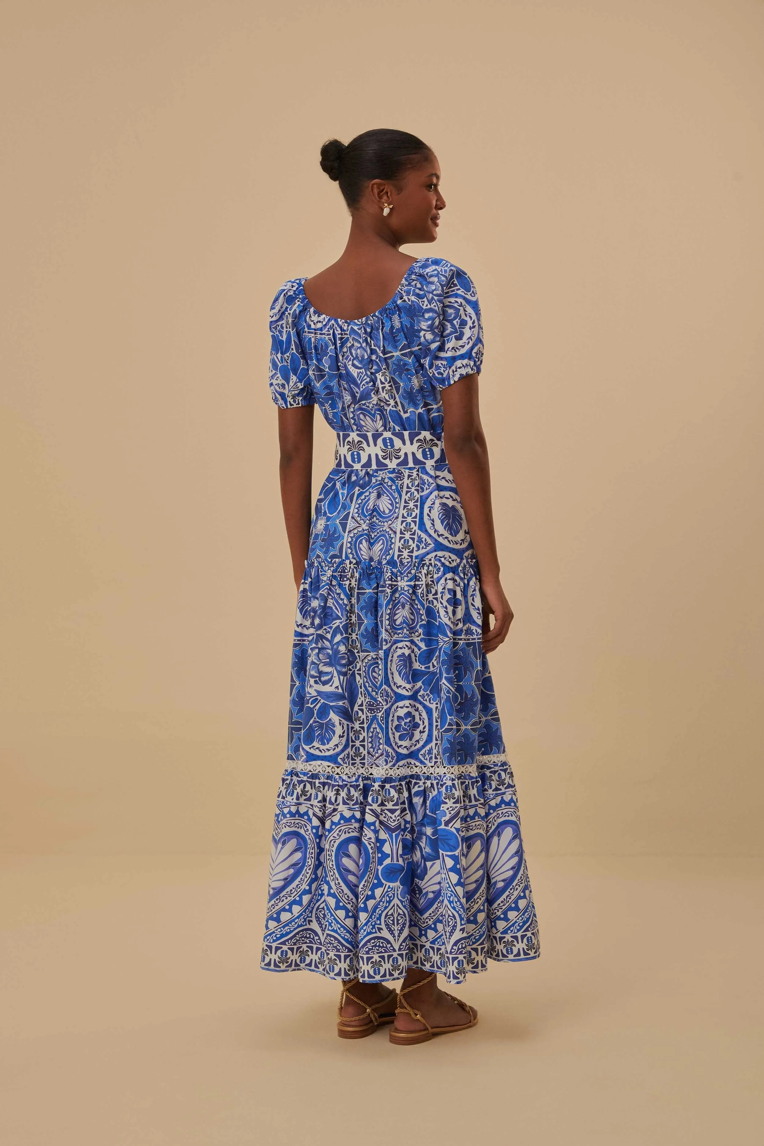 Blue Tile Dream Maxi Dress Relaxed fit summer gown The flattering shape of this dress creates a beautiful silhouette that is perfect for all body types