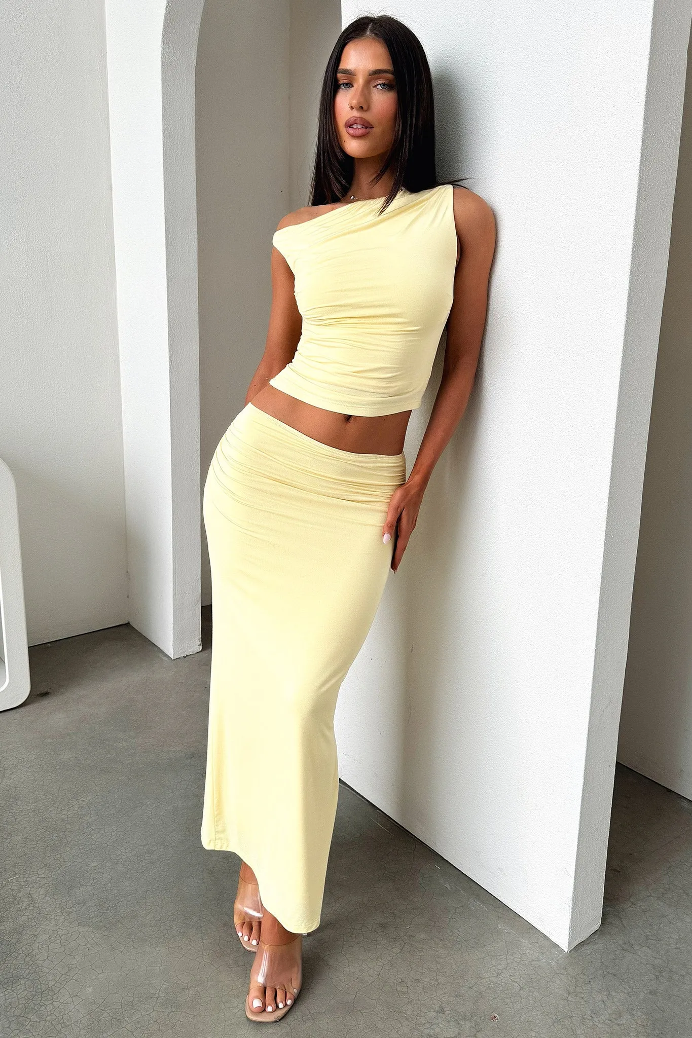 Sleek Styling Modern Luxe Vamika Maxi Skirt - Yellow