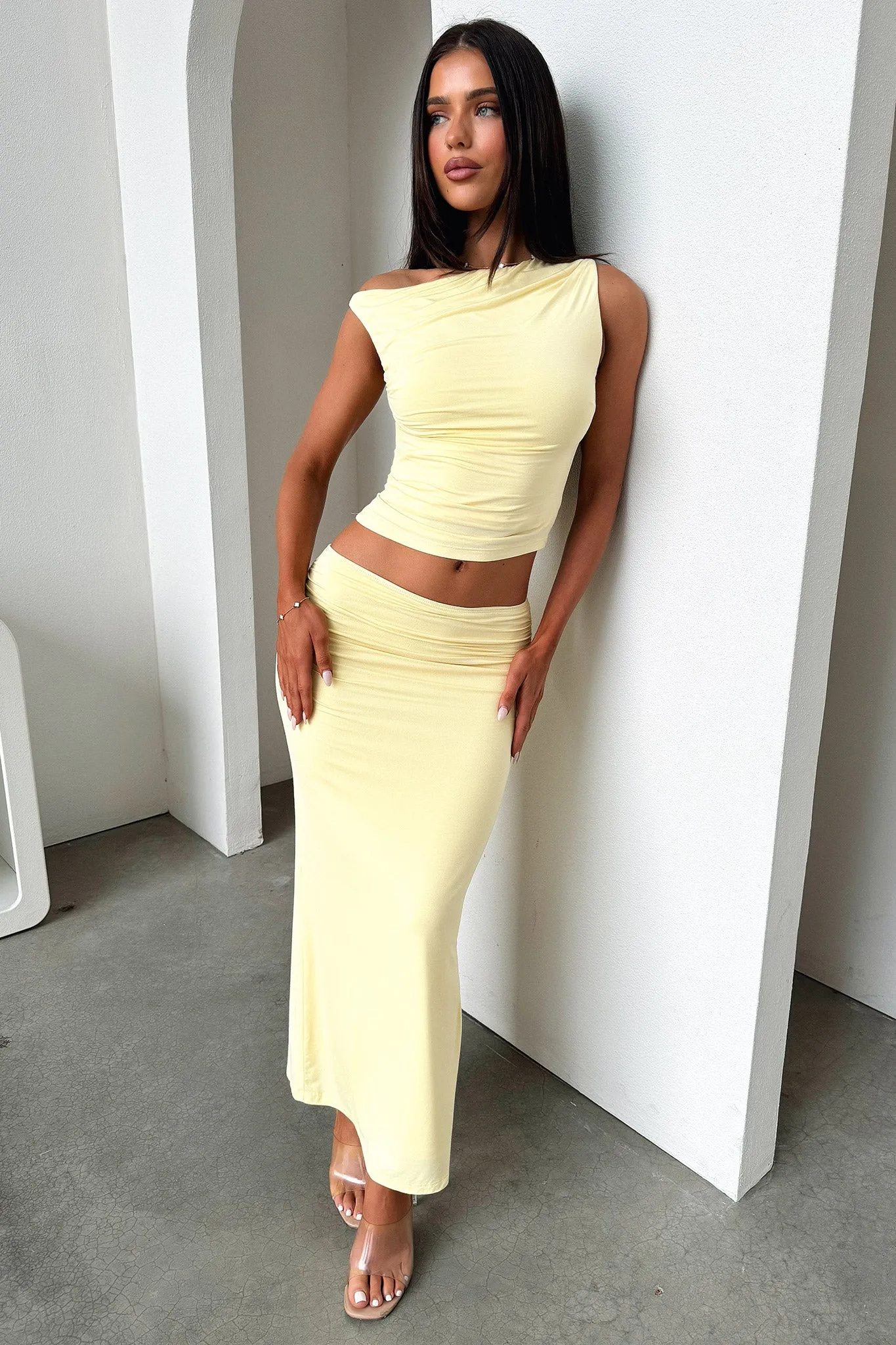 Vamika Maxi Skirt - Yellow Asymmetrical Cut