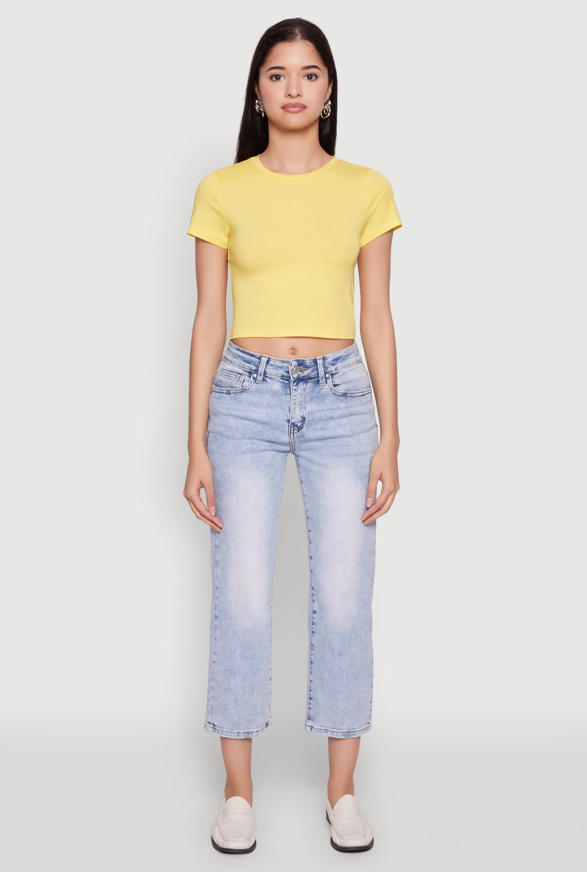 Cropped Short Sleeve Crew Neck Tee Comfortable clothing Anti microbial coating