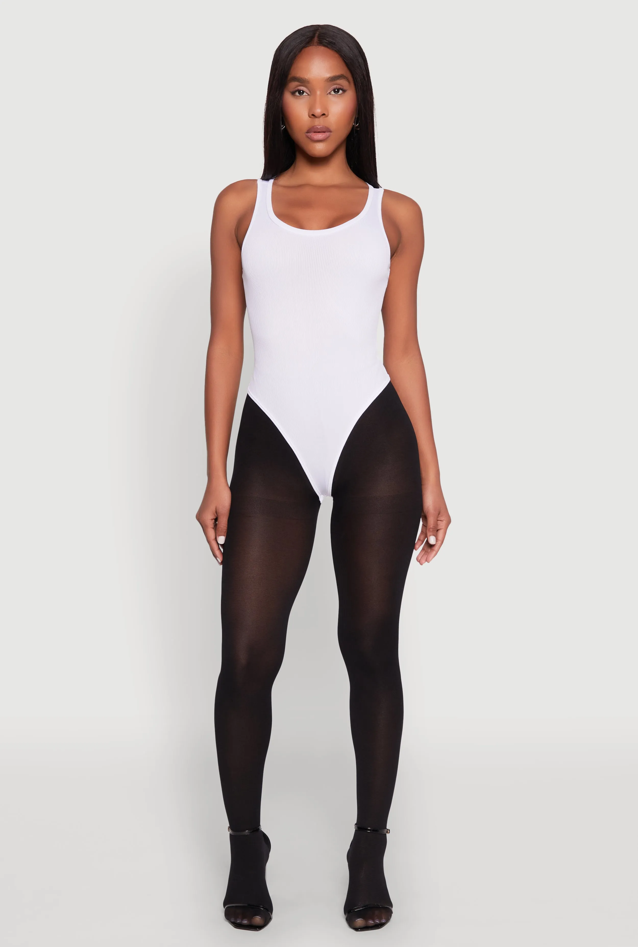 Sporty Elegant Daisy Basic Ribbed Knit Tank Bodysuit