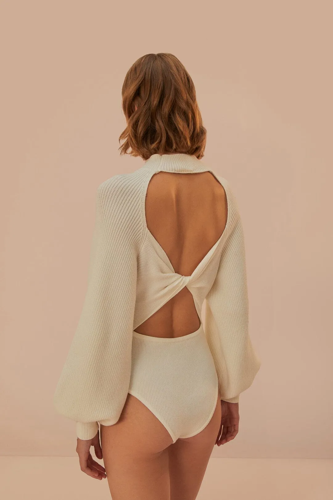 Off-White Knit Bodysuit Street Holiday Party Stylish