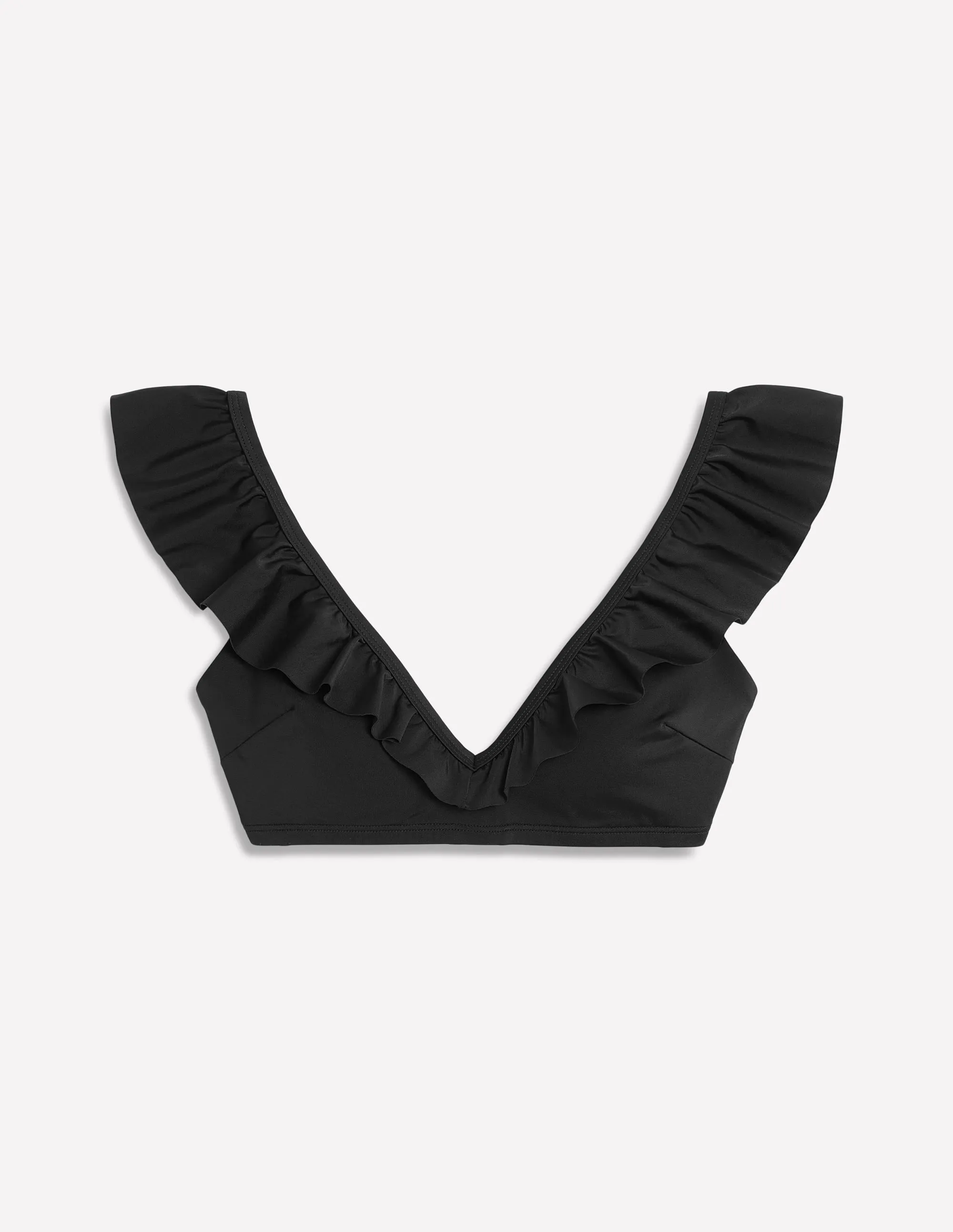 Evia Ruffle Bikini Top-Black Mold Resistant Textile Reinforced Seams