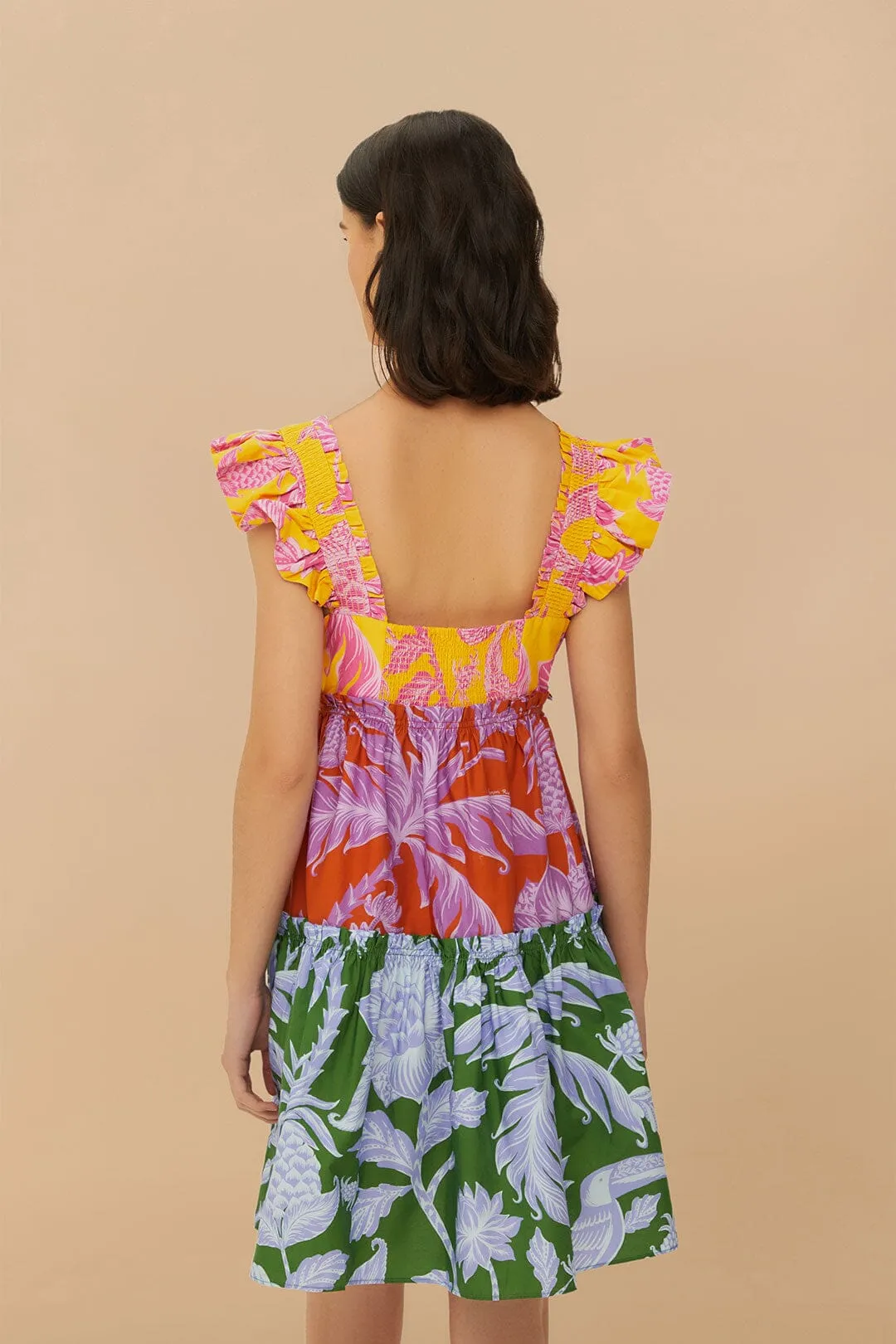 Fashion Rebel Mixed Tropical Swing Mini Dress