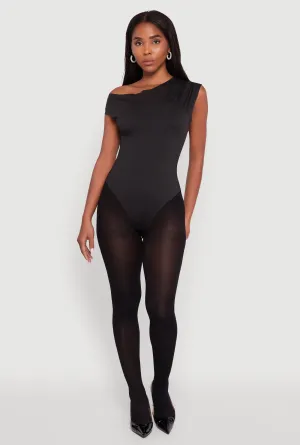 Trendy Asymmetrical Shoulder Ruched Bodysuit Vivid Youth Basic Friends