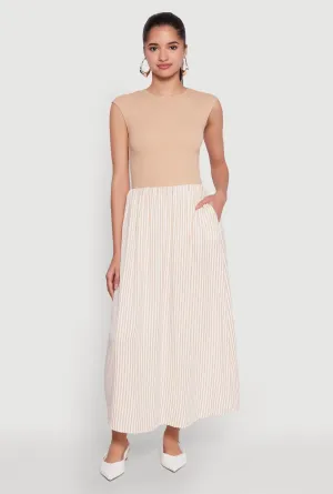 Cap Sleeve Pinstripe Maxi Dress Star Sky Peony Bloom