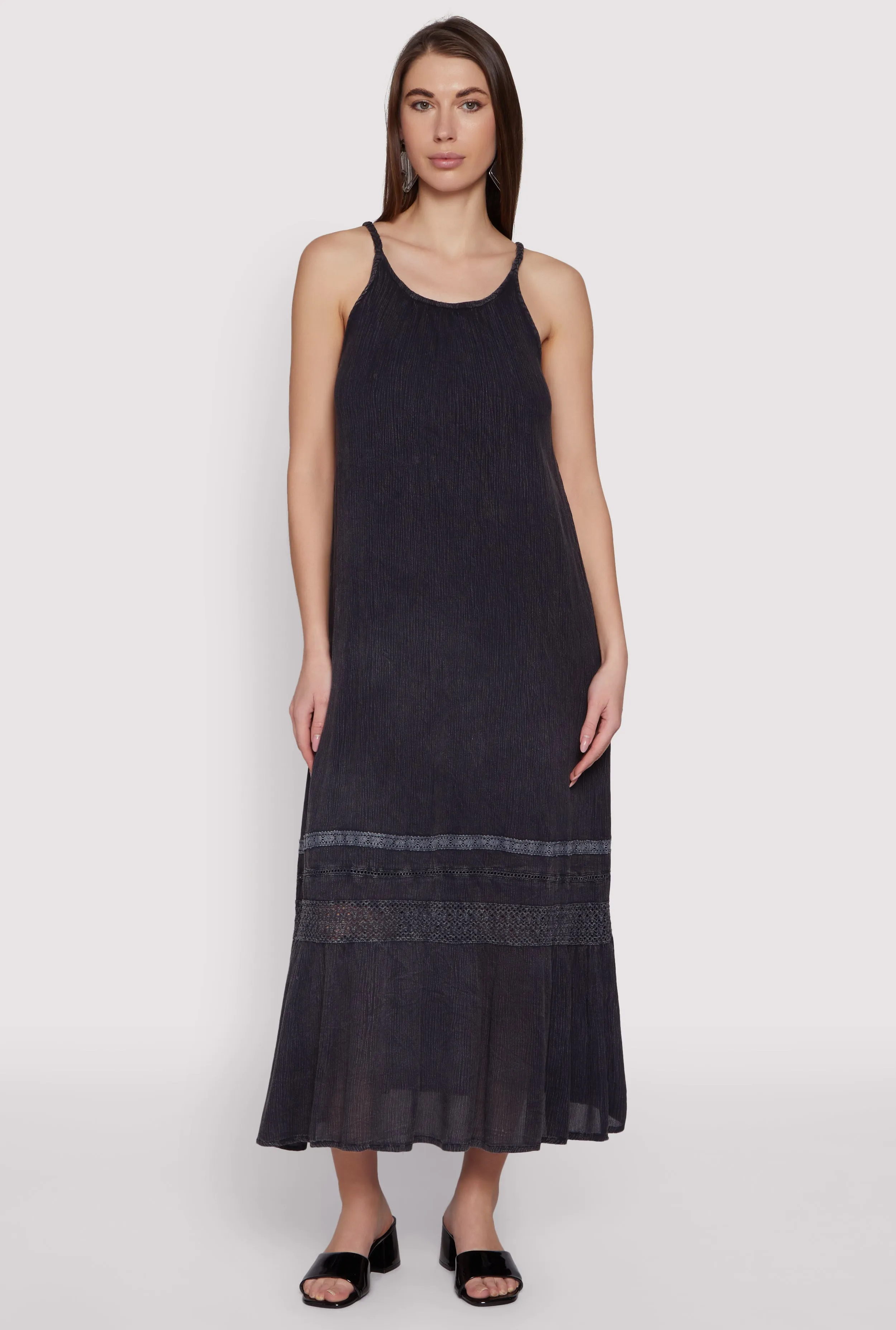 Relaxed fit formal wear Crochet Detail Sleeveless Maxi Dress