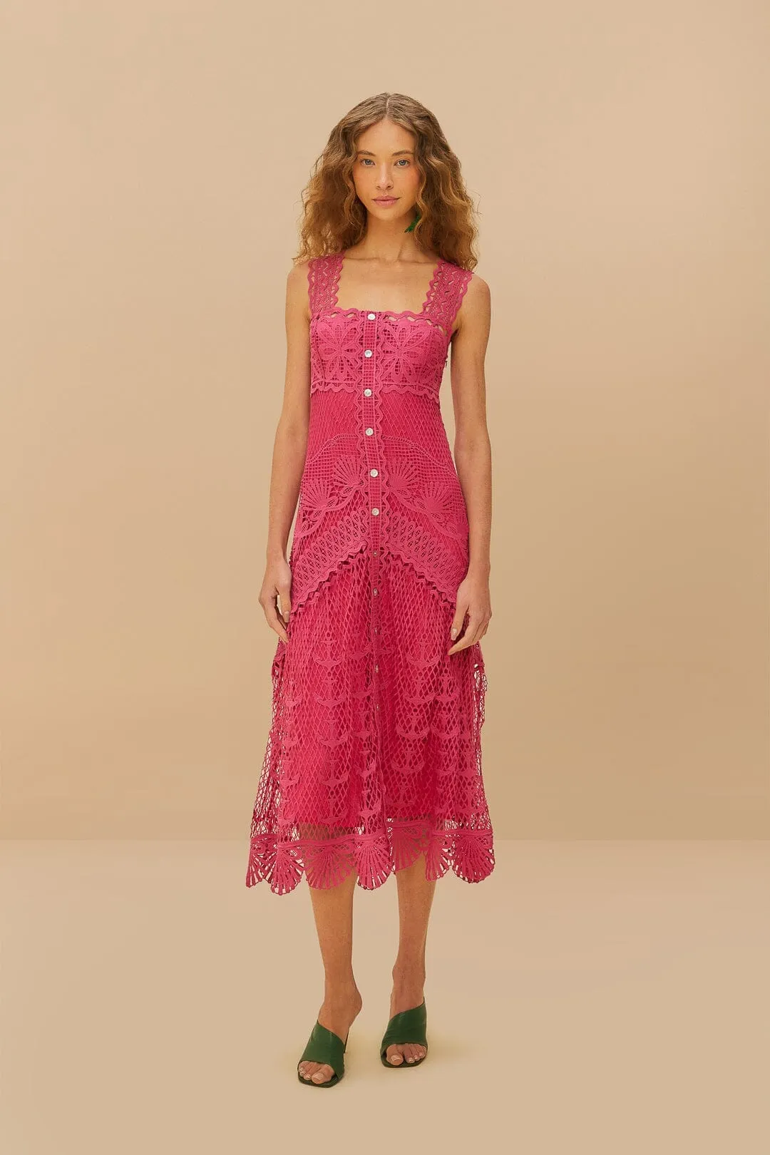 Pink Nautical Guipure Maxi Dress This dress provides the perfect blend of comfort and sophistication for any occasion