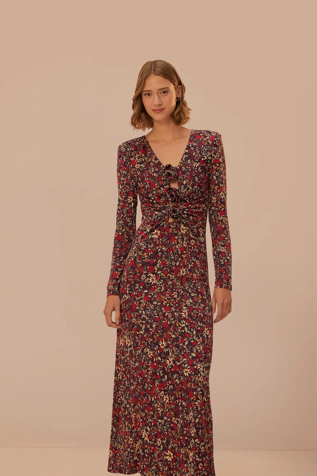 Frost Breeze Free Walk Purple Chelsea Garden Flowers Knot Maxi Dress