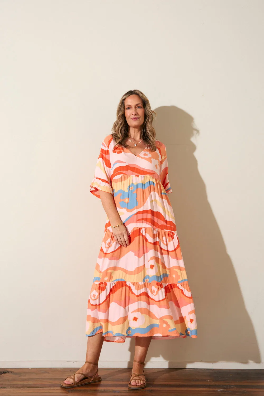 Tulle Flow Gala Mood Sabrina Tiered Dress in Solene Orange