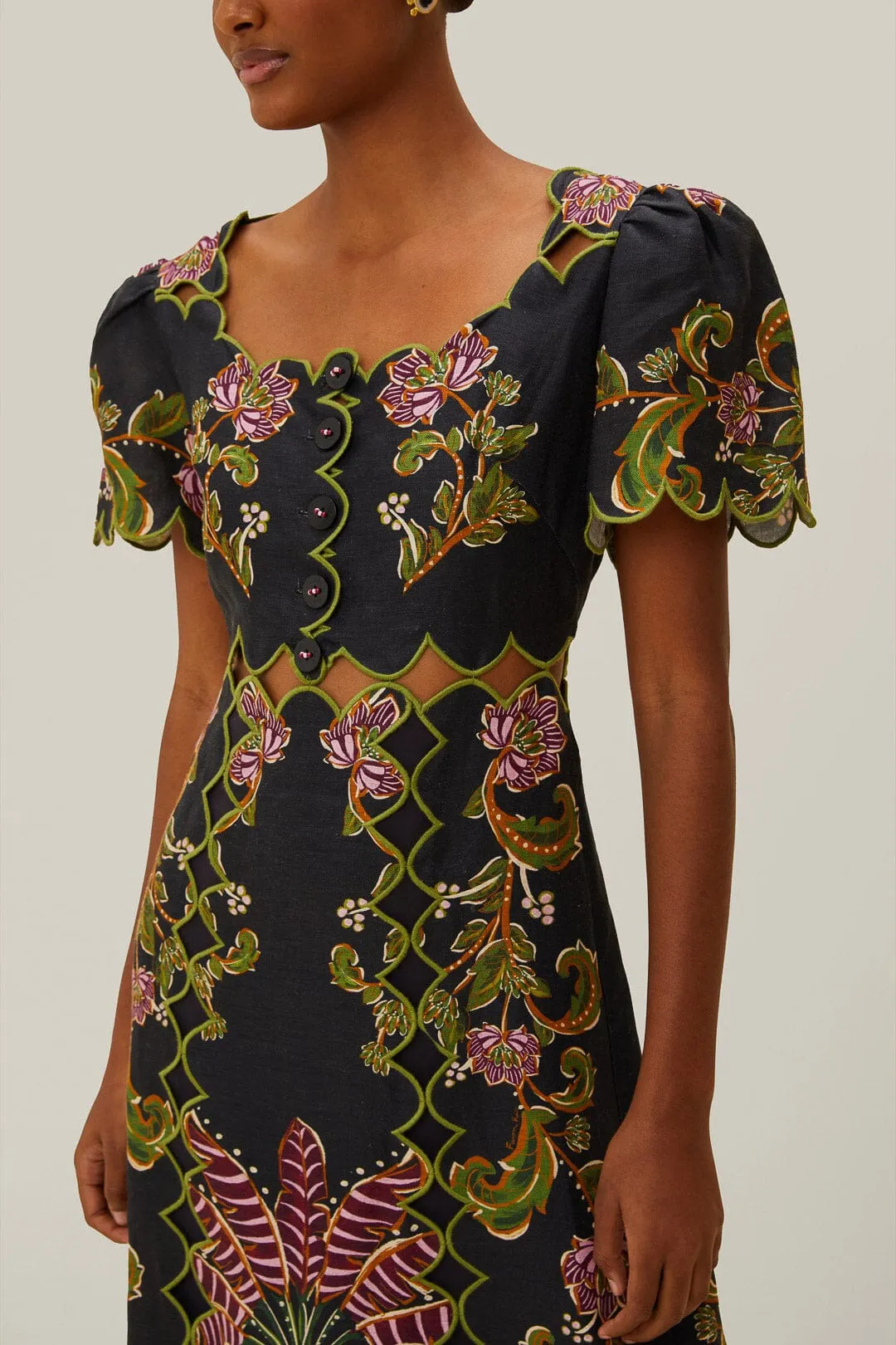Sail View Black Ravenala Short Sleeve Maxi Dress