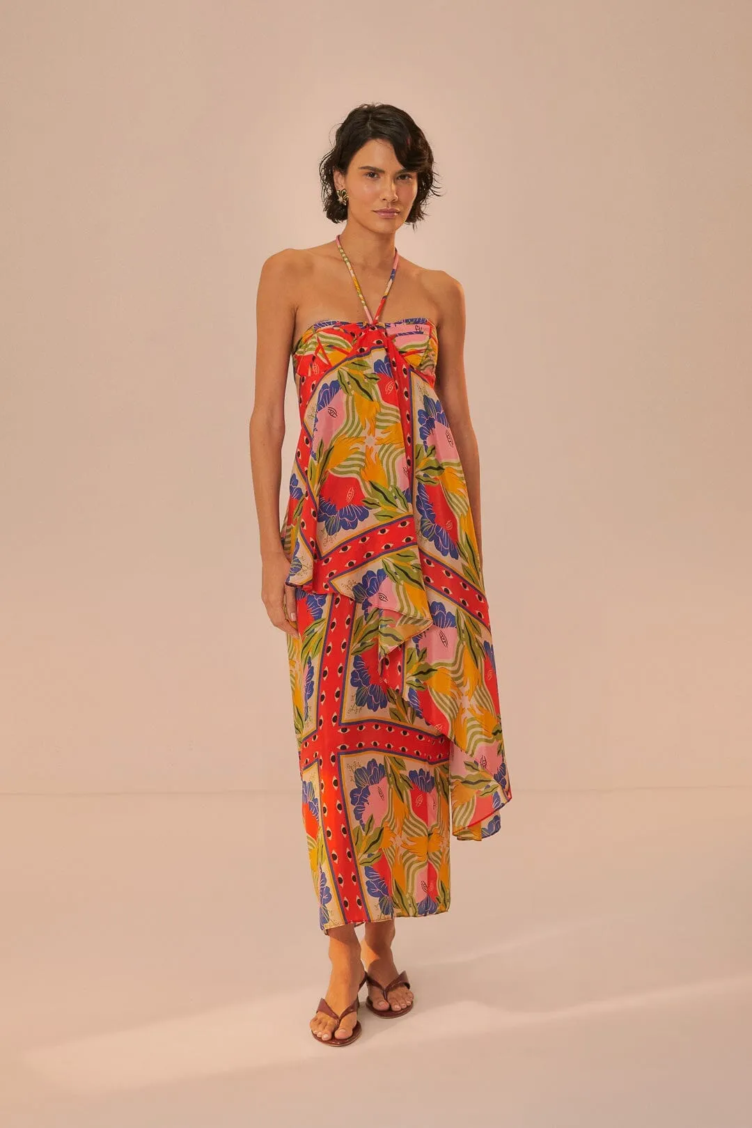 Sand Surreal Scarf Sleeveless Maxi Dress Blue Sky