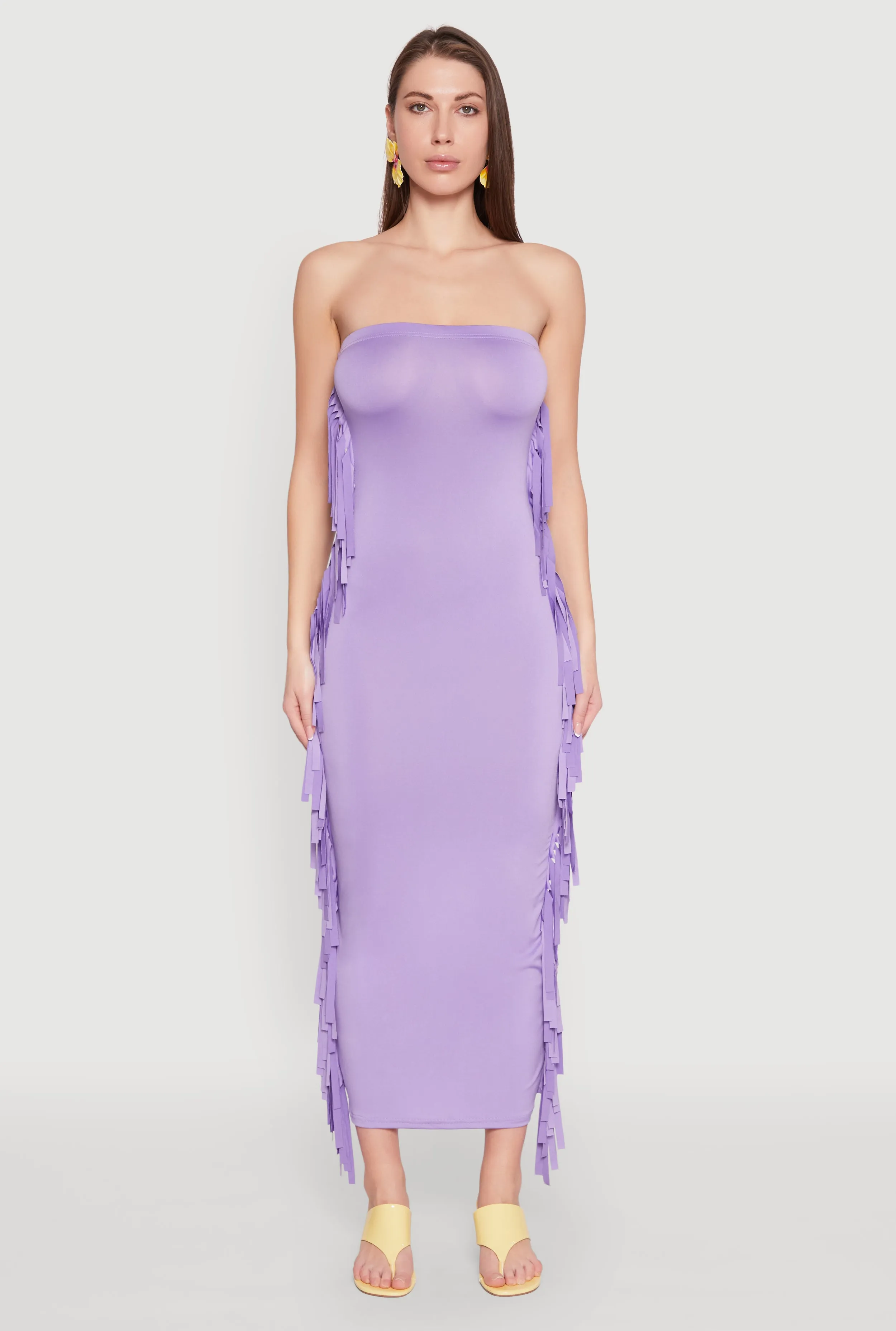 Side Fringe Maxi Tube Dress Pool side