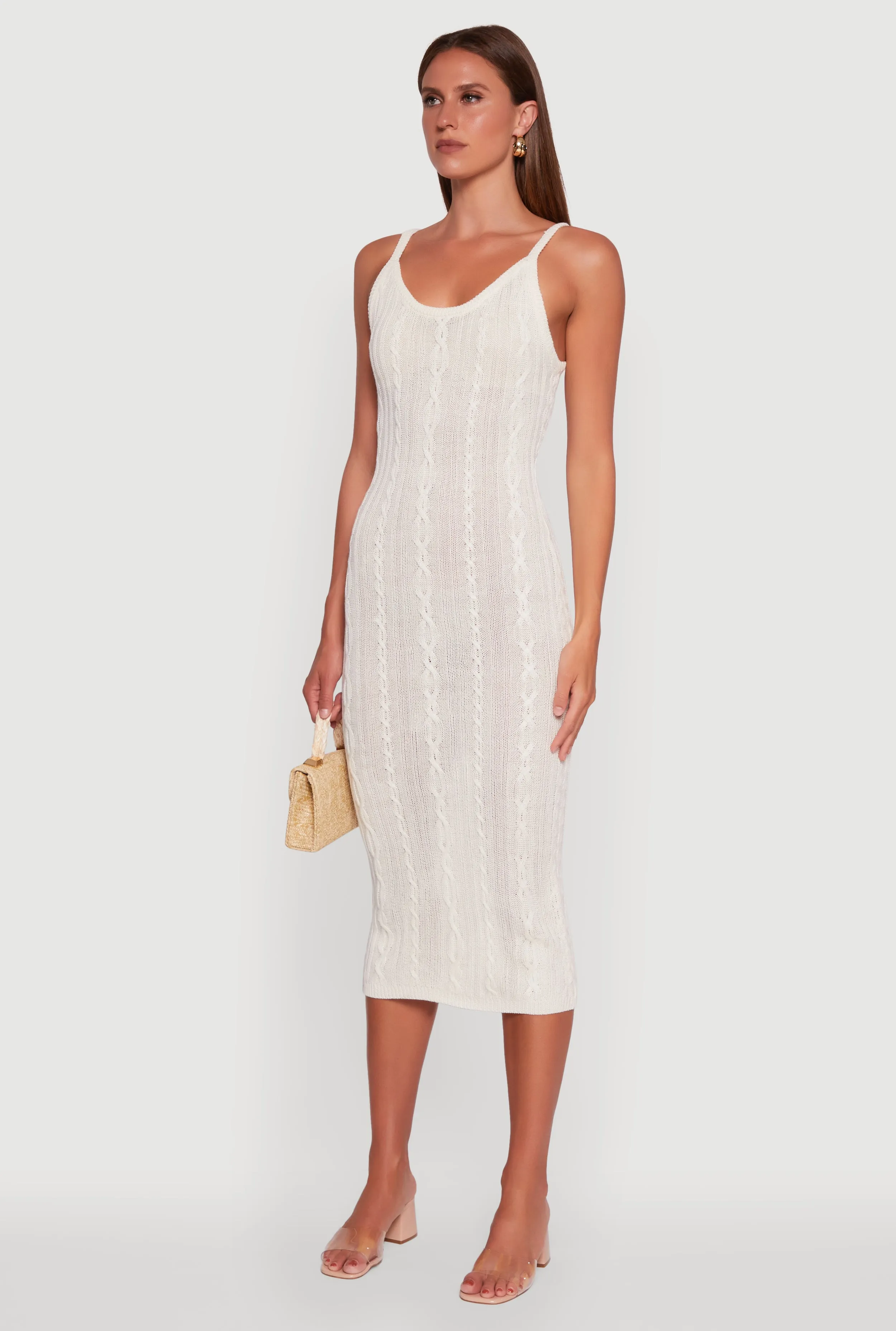 Trendy Cable Knit Sleeveless Maxi Dress Burgundy Deep